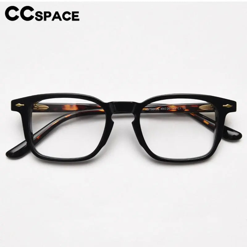 CCspace Unisex Full Rim Square Acetate Eyeglasses 56835 - Lightweight & Durable Frame for Men & Women - Perfect for Reading, Work, and Everyday Fashion