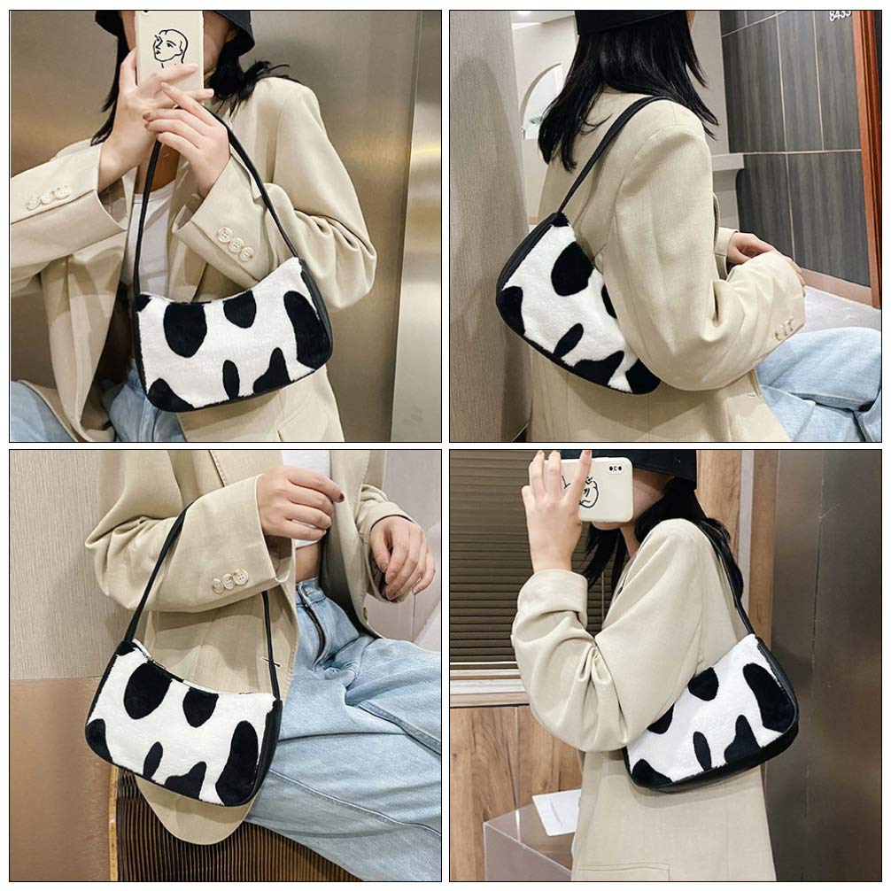 VALICLUD Women's Mini Shoulder Bag - Faux Fur Cow Print Crossbody Purse & Underarm Clutch for Daily Use, Parties, and Date Nights