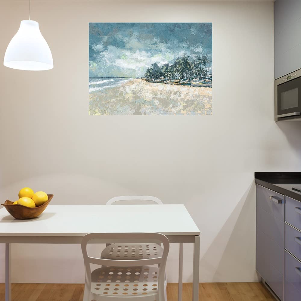 Premium Paradise Canvas Wall Art - Hand Painted Fine Art Decor for Living Room, Bedroom, Office & More - 46x35 Inch Ready to Hang Painting - Perfect for Home, Hotel & Commercial Spaces