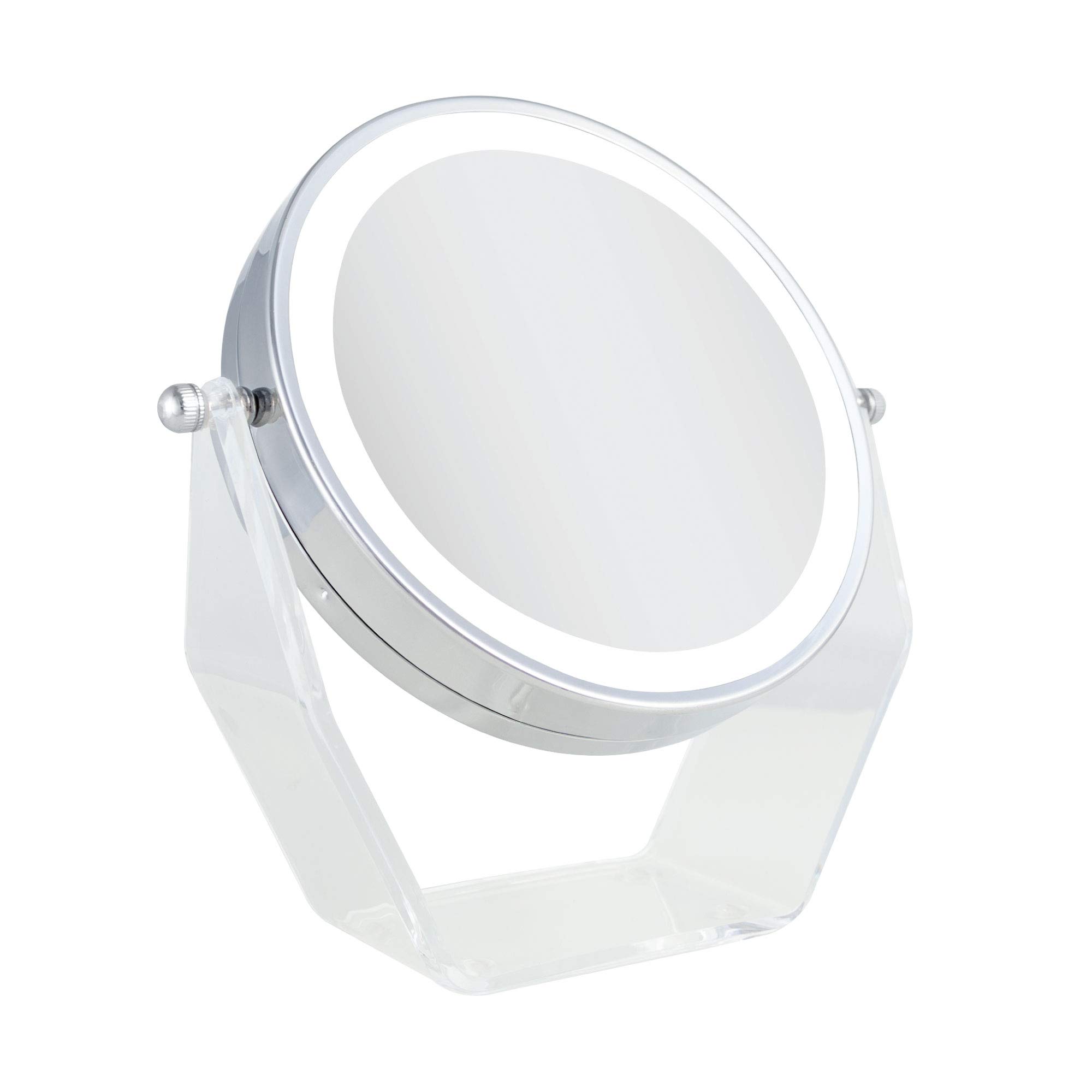 Zadro 8X/1X Magnifying LED Vanity Mirror with Swivel Acrylic Base - Polished Chrome Makeup Mirror for Bedroom, Bathroom & Dressing Table | Perfect for Makeup Application, Skincare Routine & Grooming