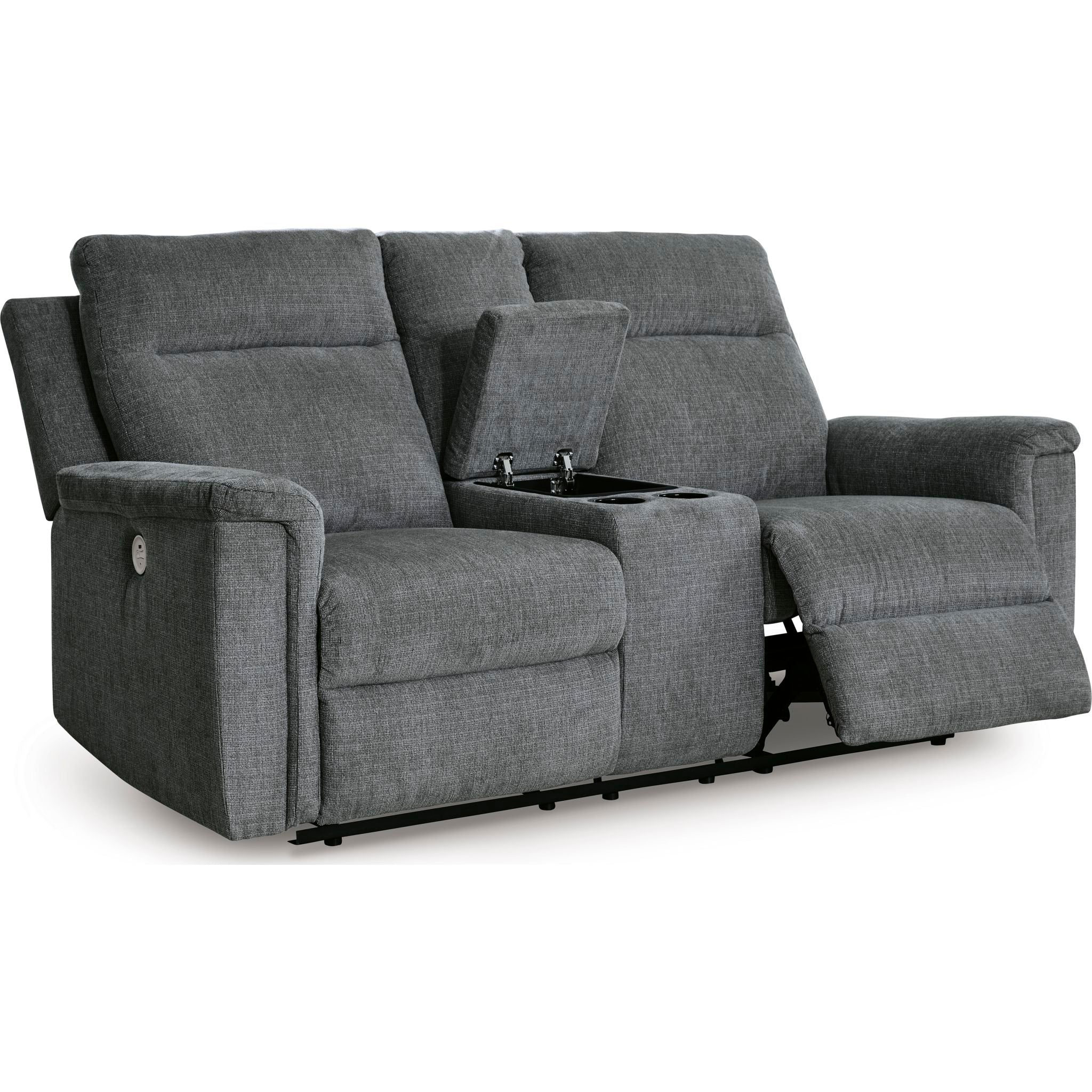 Barnsana Power Reclining Loveseat with Console - Modern Electric Recliner Sofa for Living Room, Home Theater & Family Room - Comfortable Dual Motor Couches with USB Charging & Cup Holders