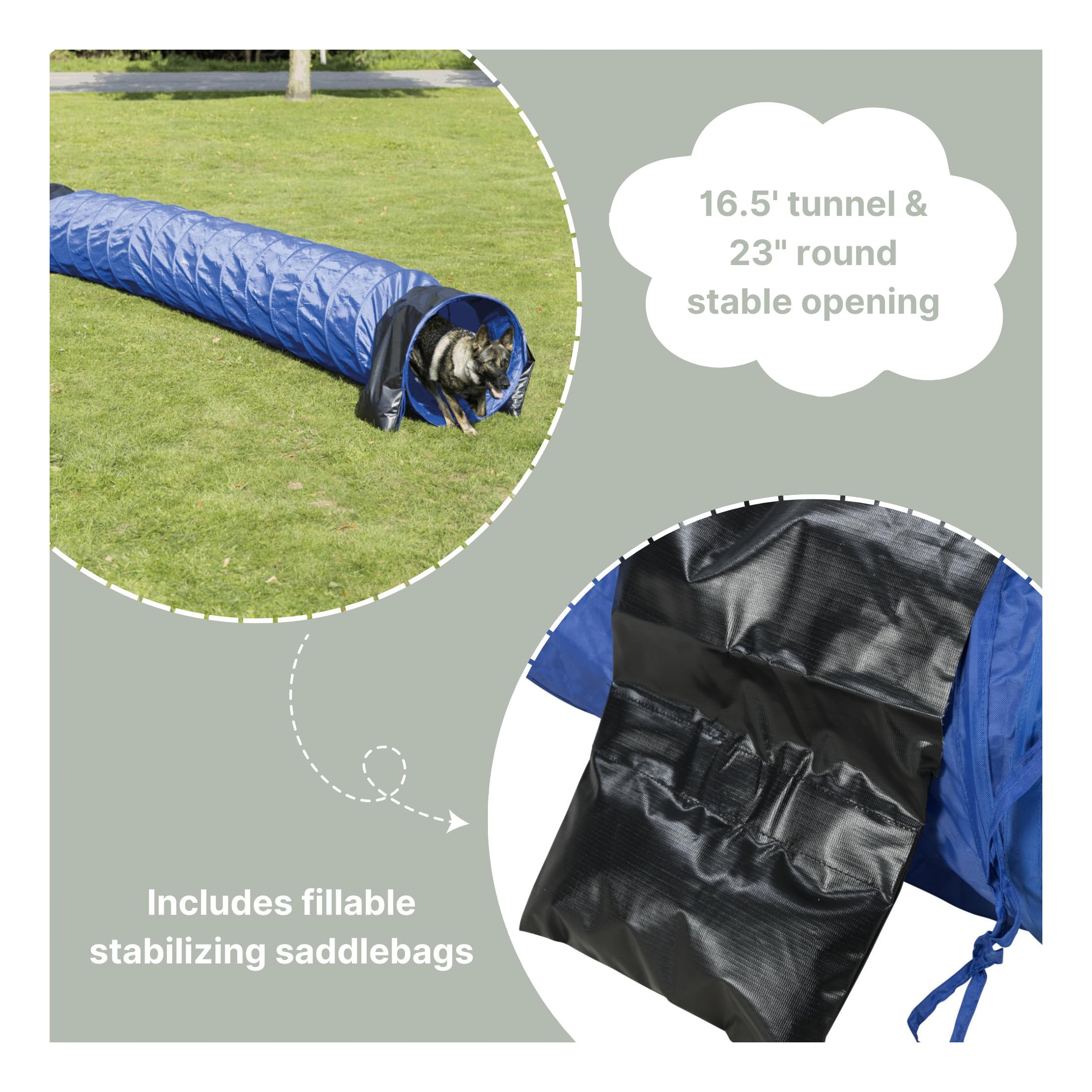 TRIXIE Dog Agility Tunnel - Large Pet Training Equipment for Indoor/Outdoor Use, 16.4ft Long & 23.6in Diameter Portable Dog Tunnel for Beginners & Advanced Agility Courses - Perfect for Backyard Training, Competitions & Fun Exercise