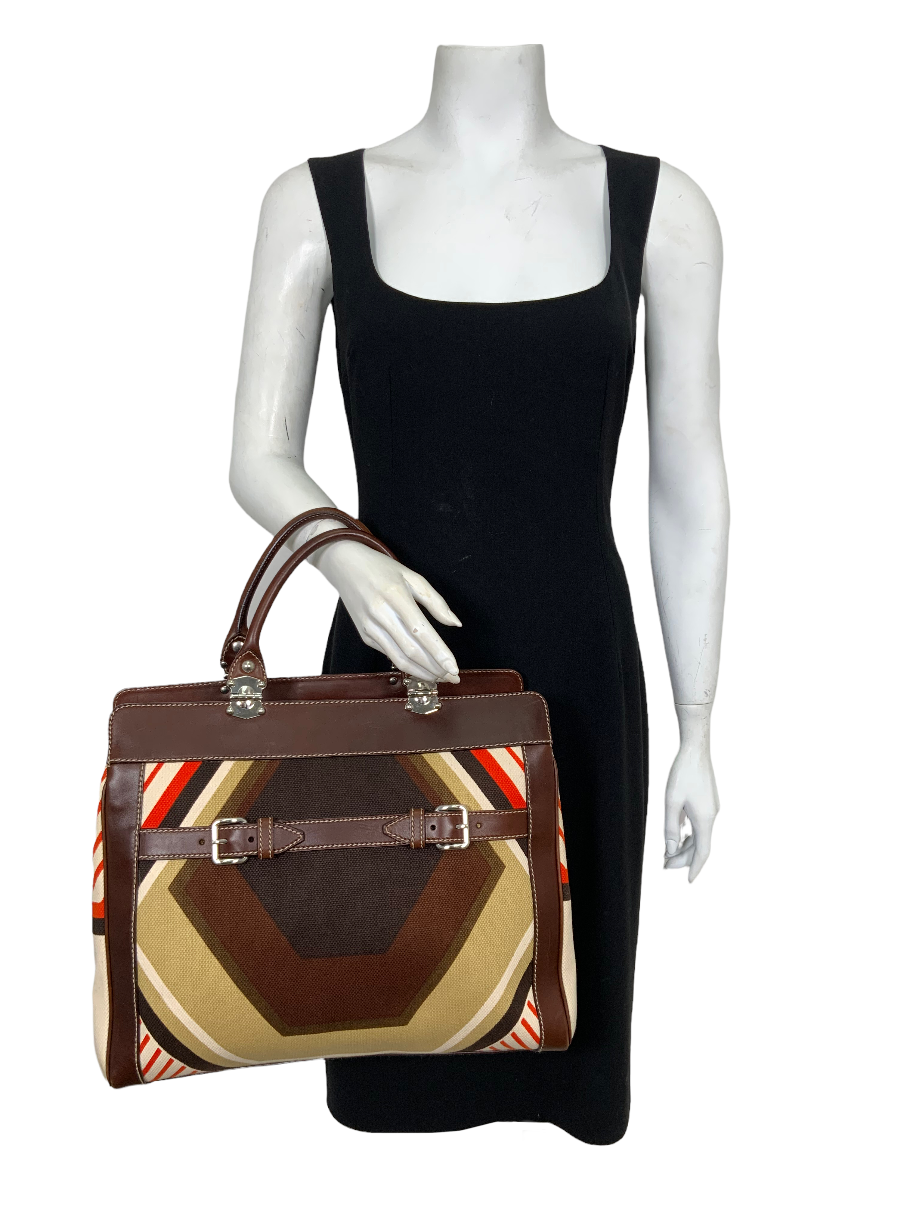 Miu Miu Designer Tote Bag - Stylish Canvas and Leather Patchwork Handbag for Women | Perfect for Work, Travel, and Everyday Use