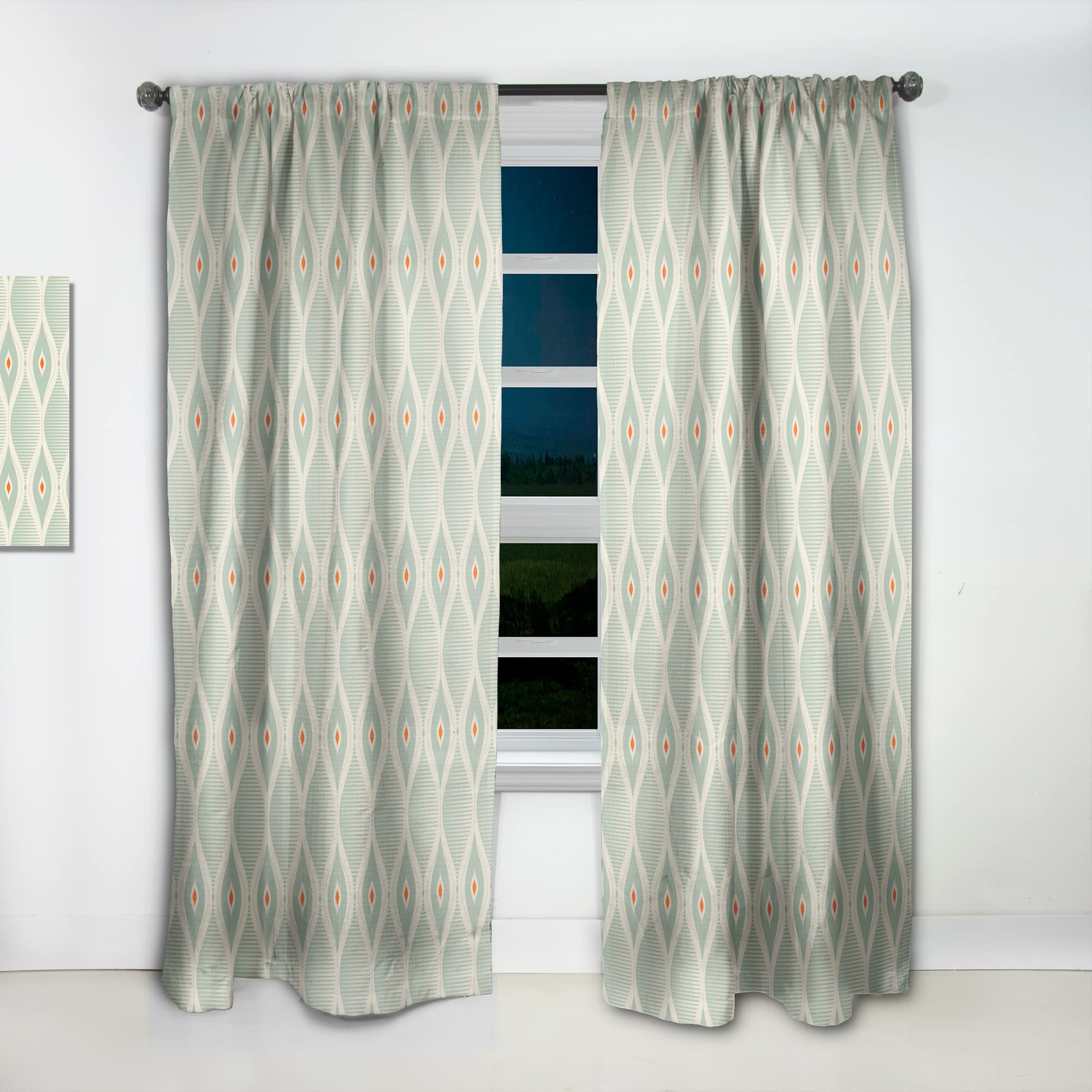 DesignQ Retro Abstract Drops VII Thermal Insulated Curtains - Single Panel 52x84 Inches - Blackout Drapes for Bedroom & Living Room - Perfect for Home Decor & Light Control