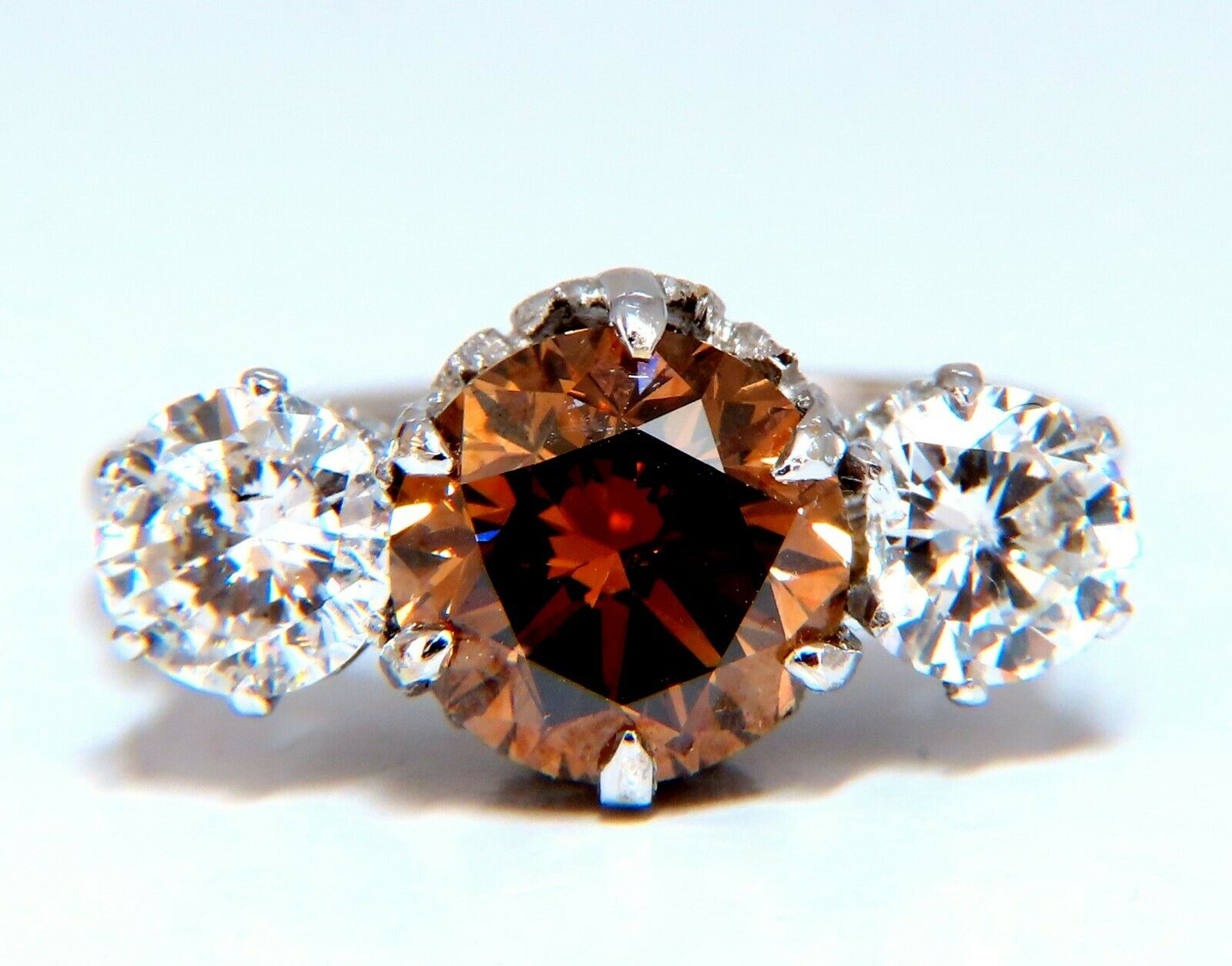 GIA Certified 3.64ct Fancy Brown Orange Diamond Ring - 18K Gold Three Stone Engagement Ring for Women - Perfect for Anniversaries, Proposals & Special Occasions