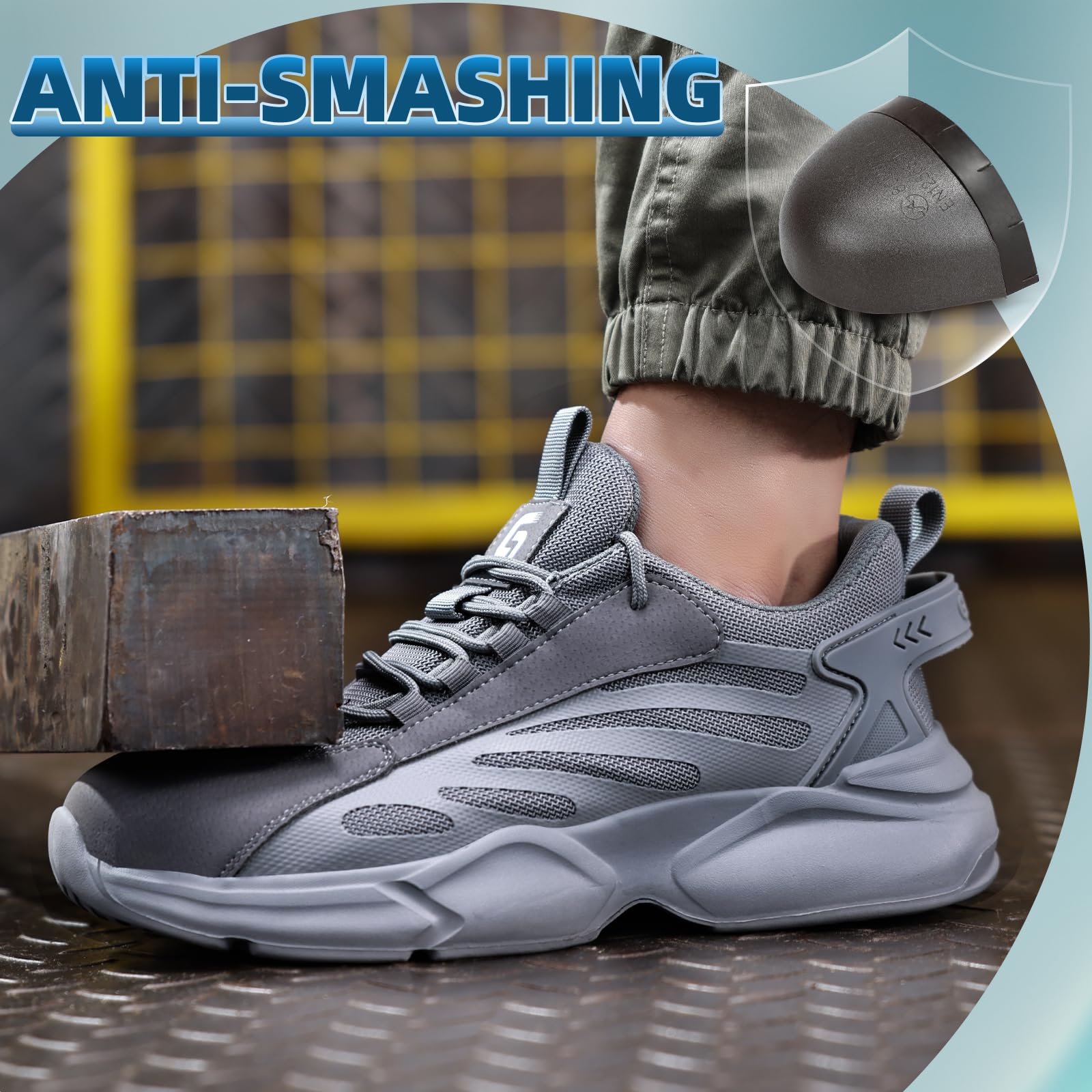 Lightweight Steel Toe Work Shoes for Men & Women - OSHA Approved Safety Sneakers for Construction, Industrial & Tennis | Durable Comfort for Long Shifts & Outdoor Work