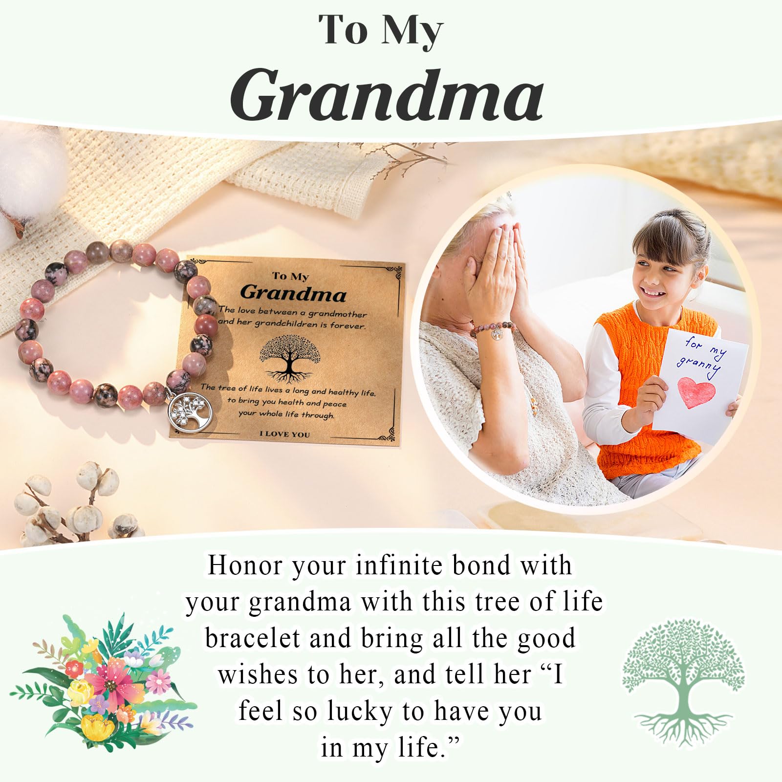 Tree of Life Bracelet for Women - Elegant Jewelry Gift for Grandma, Mom, Aunt, Sister & Teacher - Perfect for Birthday, Christmas, Wedding & Mother's Day - Ideal for Daily Wear, Special Occasions & Spiritual Healing