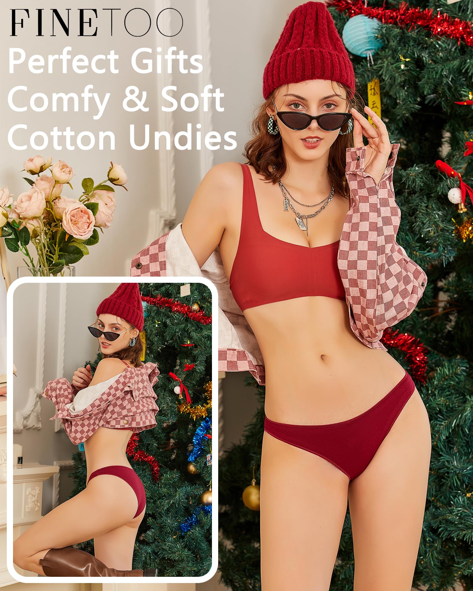 FINETOO 6 Pack Women's Cotton Underwear - Low Rise Bikini Panties, High Cut Cheeky Briefs, Breathable & Comfortable, Sizes S-XL - Perfect for Daily Wear, Yoga, and Lounge