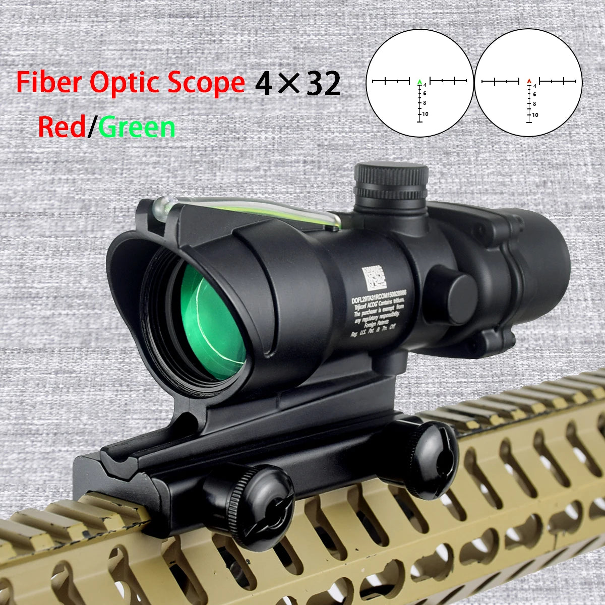 Trijicon ACOG 4X32 Rifle Scope with 4X Magnifier, Fiber Optics & Red/Green Dot - RMR Compatible Hunting Sight with Killflash Cover - Perfect for Tactical Shooting, Hunting, and Long-Range Precision