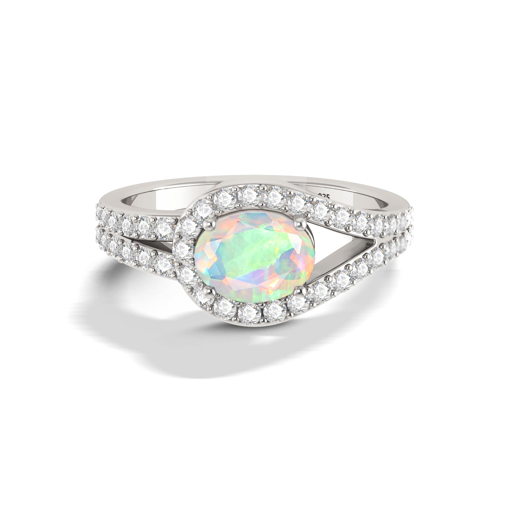 Natural White Opal Engagement Ring - Oval Shape Sterling Silver Wedding Band for Women | Perfect for Proposals, Anniversaries & Bridal Jewelry