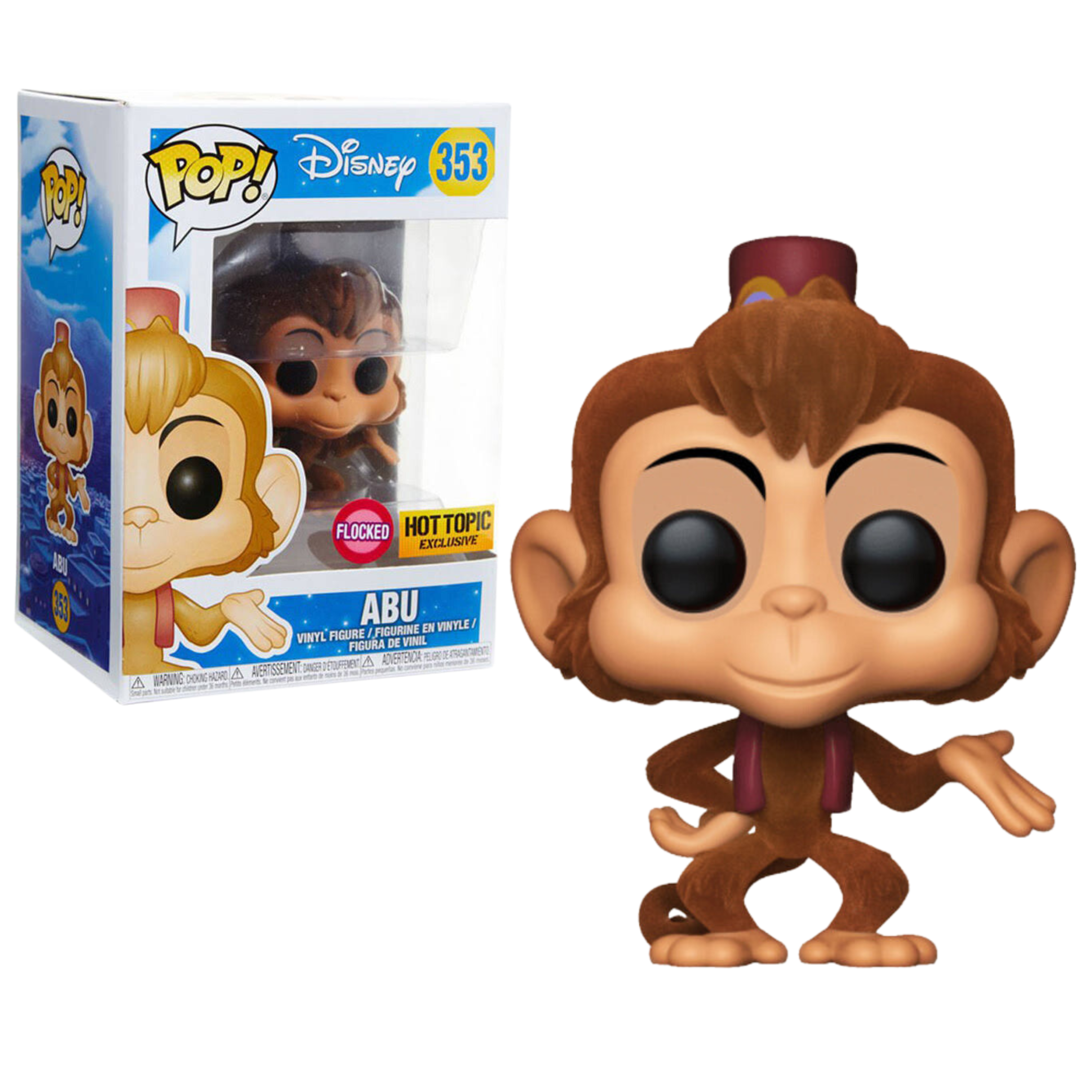 Disney Aladdin Abu Flocked Vinyl Figure - Hot Topic Exclusive #353 - Perfect for Disney Collectors and Movie Fans