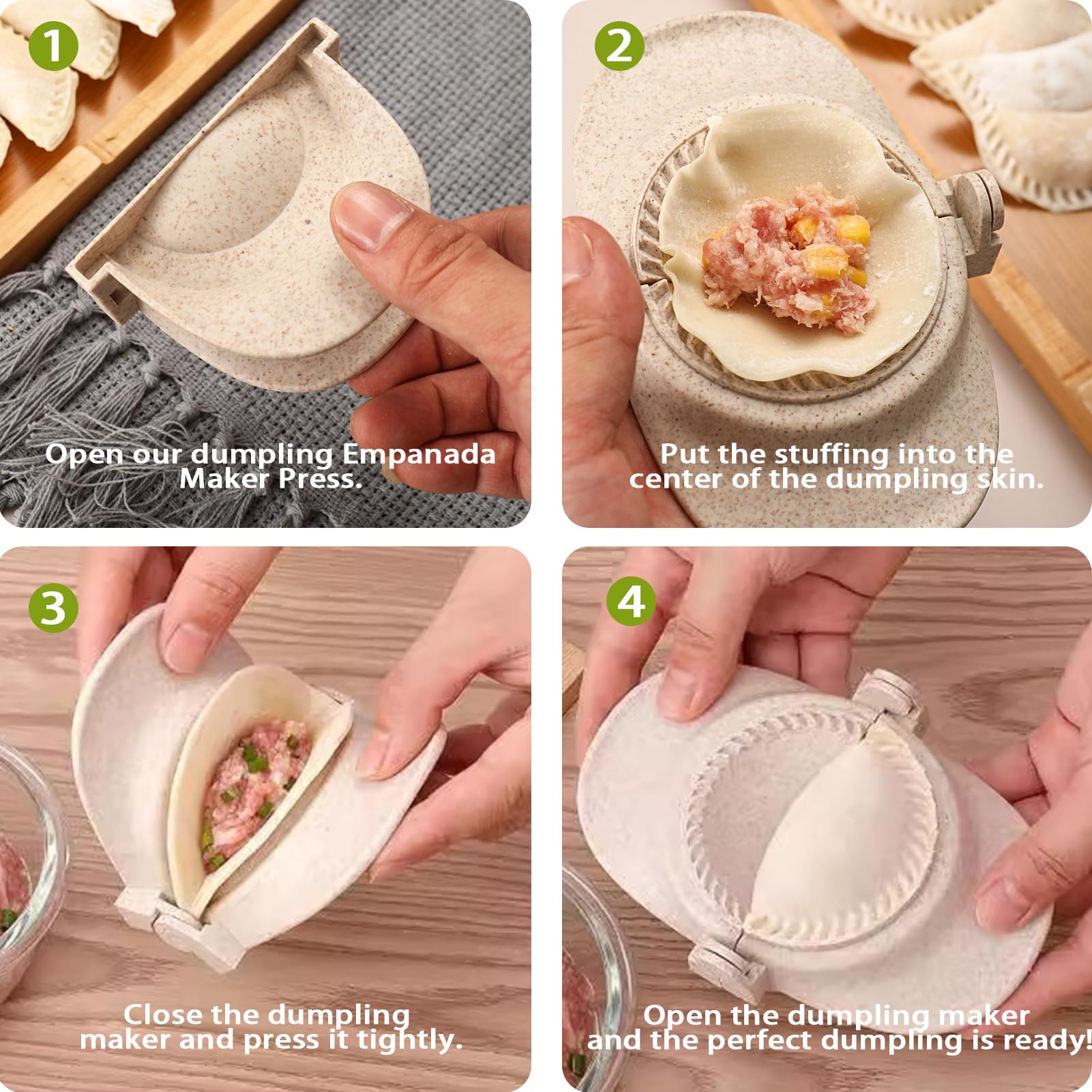 Empanada Maker Press Set with Dough Cutter - 2 Sizes (4