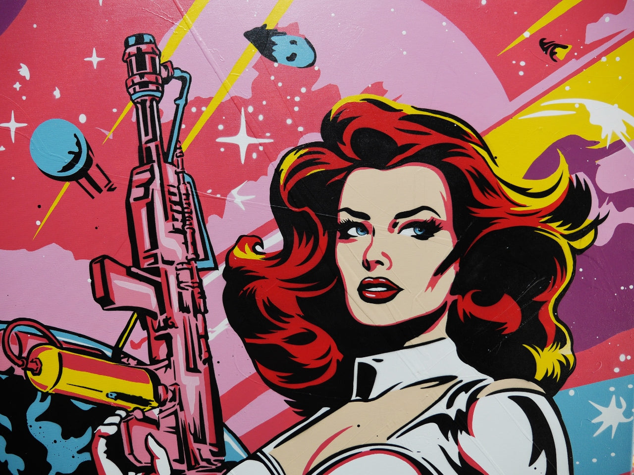 Interstellar Diva 190cm x 100cm Textured Space Ranger Classic Pop Art Canvas Wall Painting - Perfect for Living Room Decor, Bedroom Art & Modern Office Wall Decor