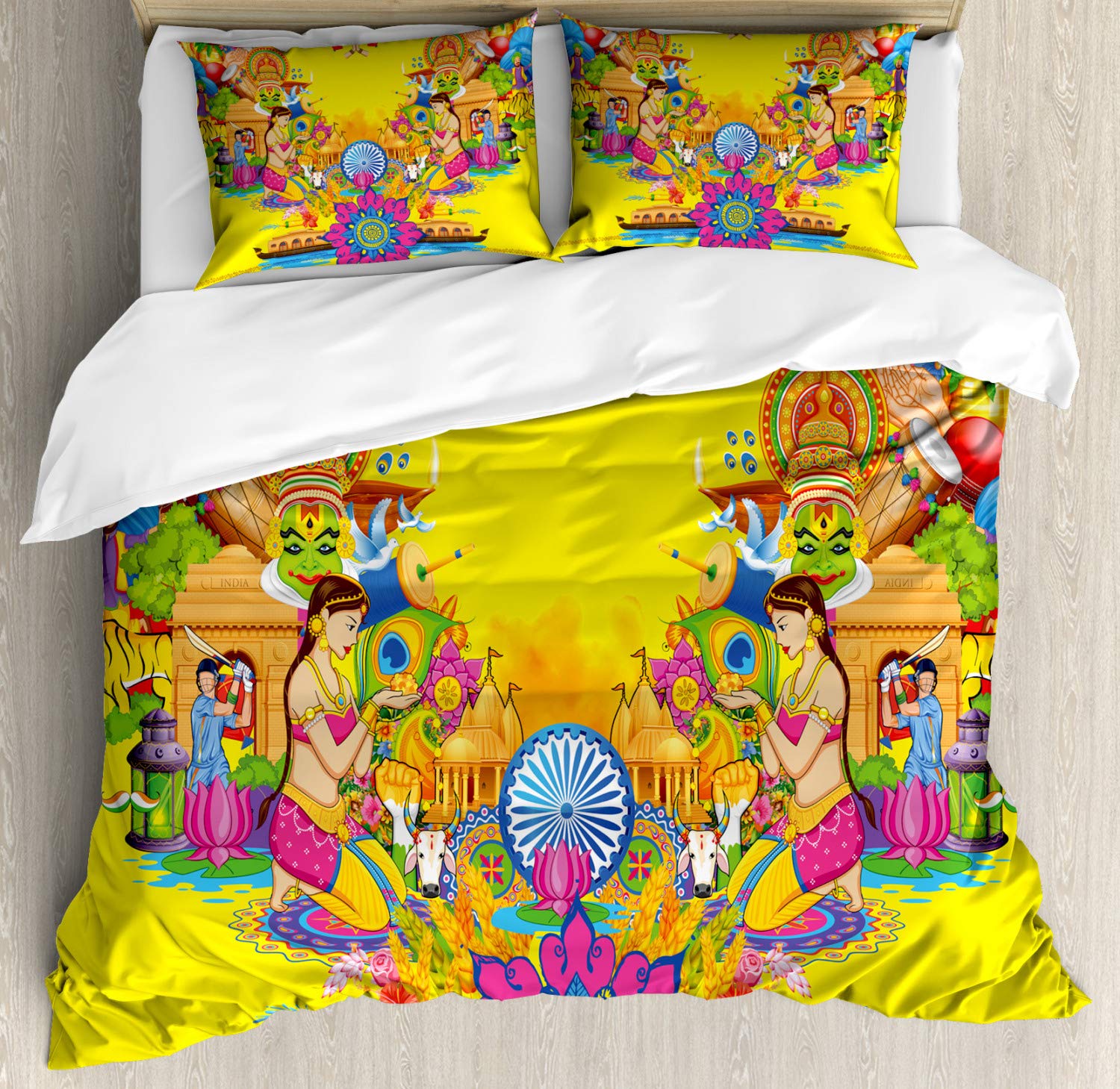 Ambesonne Modern Duvet Cover Set - King Size 2-Pack with 2 Duvet Covers & 4 Pillowcases - Fan Cooler Logo Fresh Air Propeller Summer Design in Pale Blue Violet - Perfect for Summer Bedrooms & Guest Room Decor