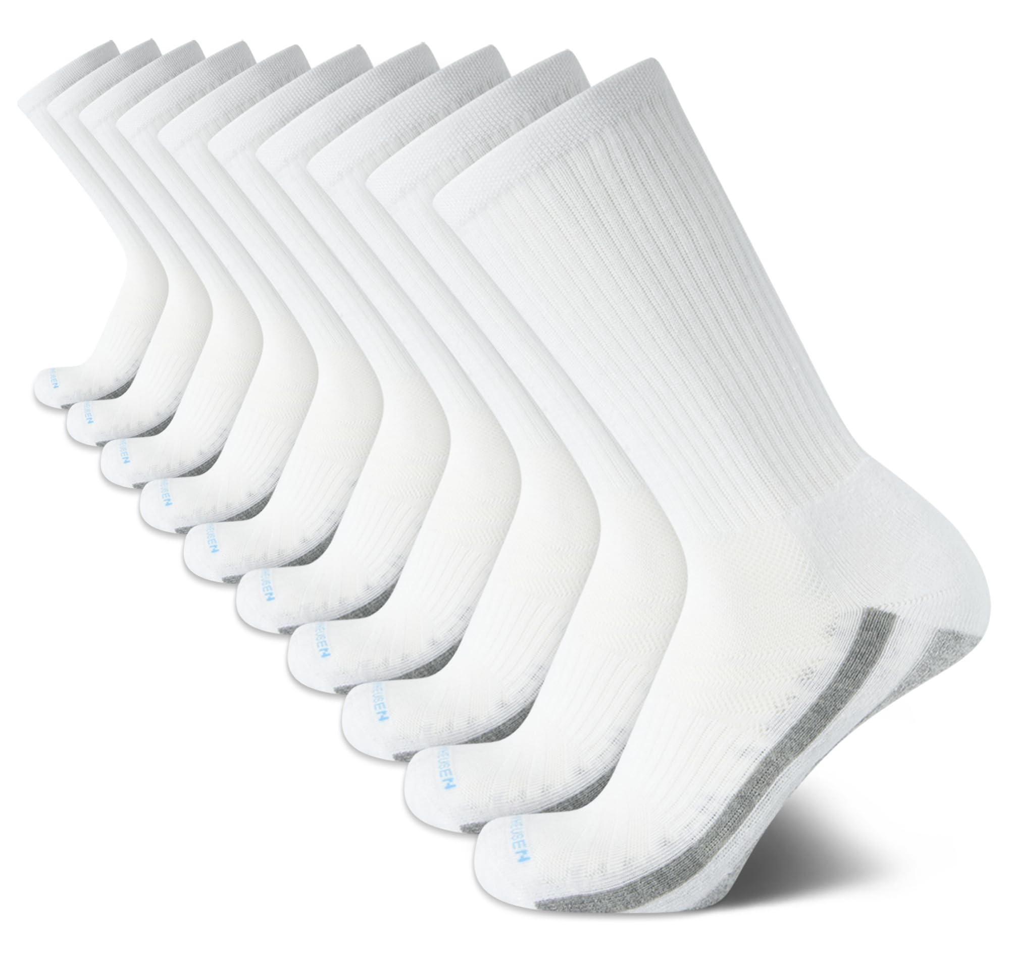 Van Heusen Men's Crew Socks 10-Pack - Performance Stretch Cushioned Athletic Socks for Men (Sizes 6-12.5) - Breathable Comfort for Running, Gym & Everyday Wear