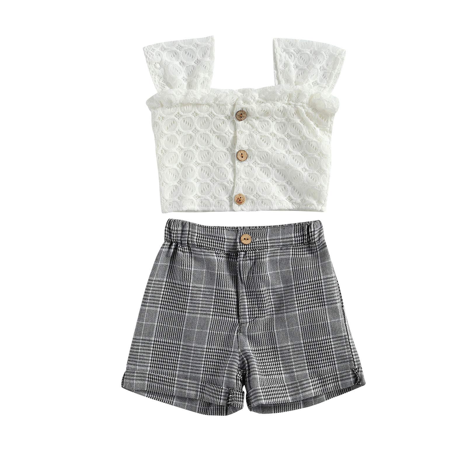 Adorable Toddler Girl Summer Outfits - Sleeveless Tank Crop Top & Plaid Shorts 2-Piece Set | Cute Baby Clothes for Playdates, Beach & Outdoor Activities