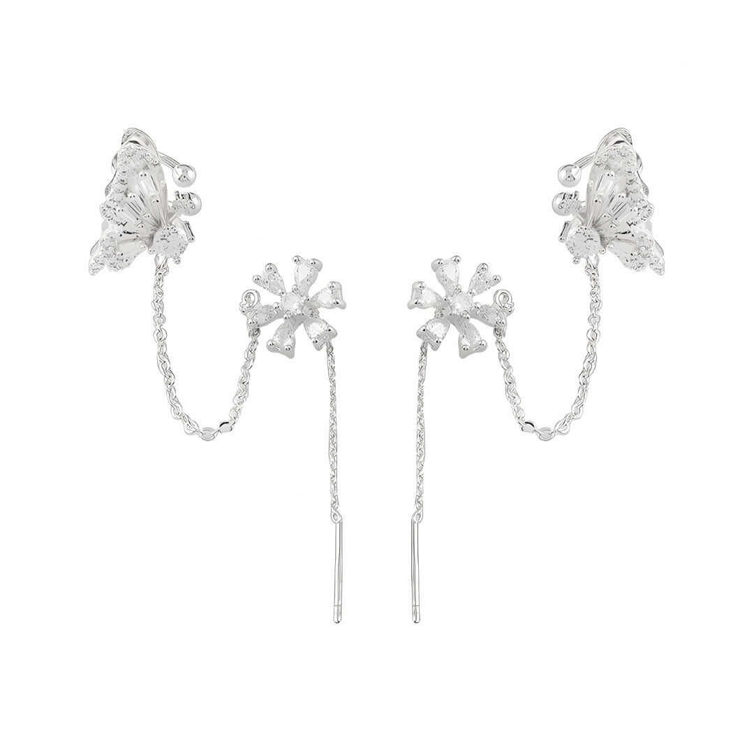 Elegant Classic Flower Tassel Chain Ear Cuff Earrings for Women | Boho Chic Jewelry | Perfect for Parties, Weddings & Everyday Wear | R0281