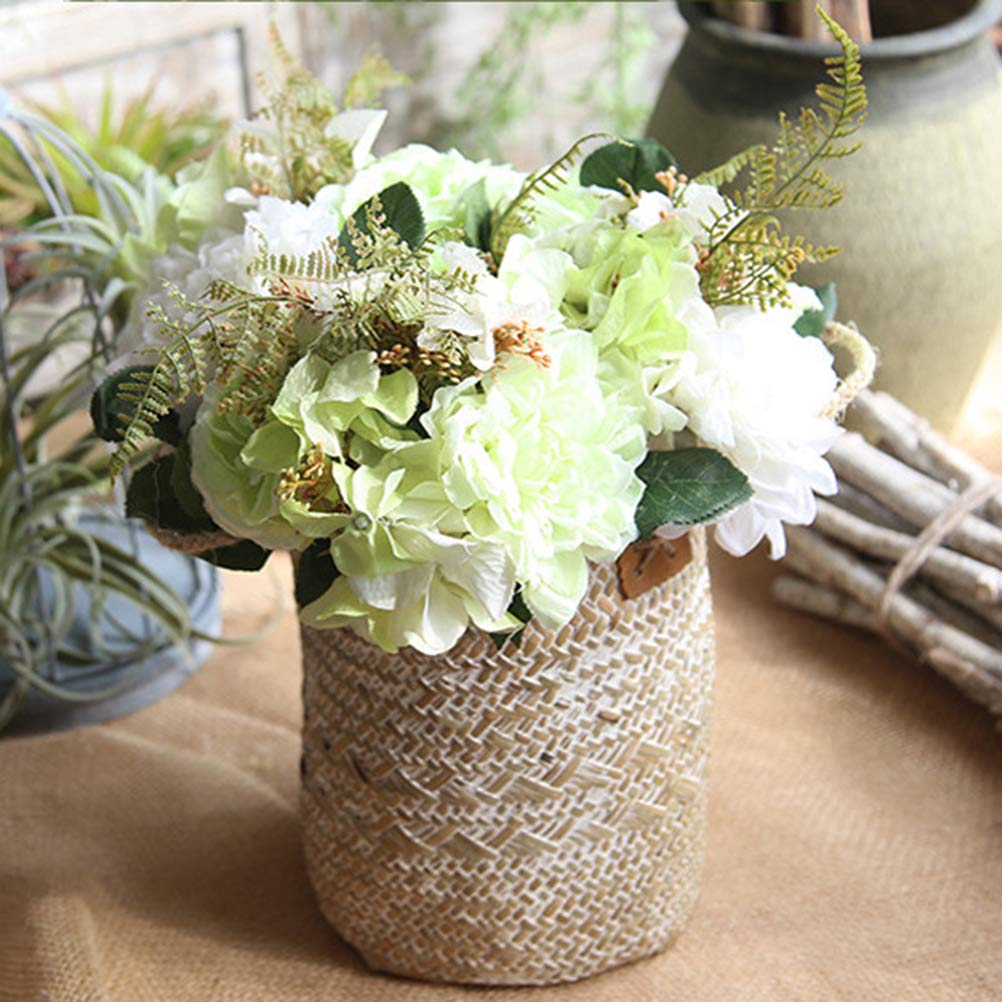 Handmade Braided Rattan Basket - Woven Flower Pot & Laundry Storage Organizer | Boho Home Decor for Living Room, Bedroom & Bathroom