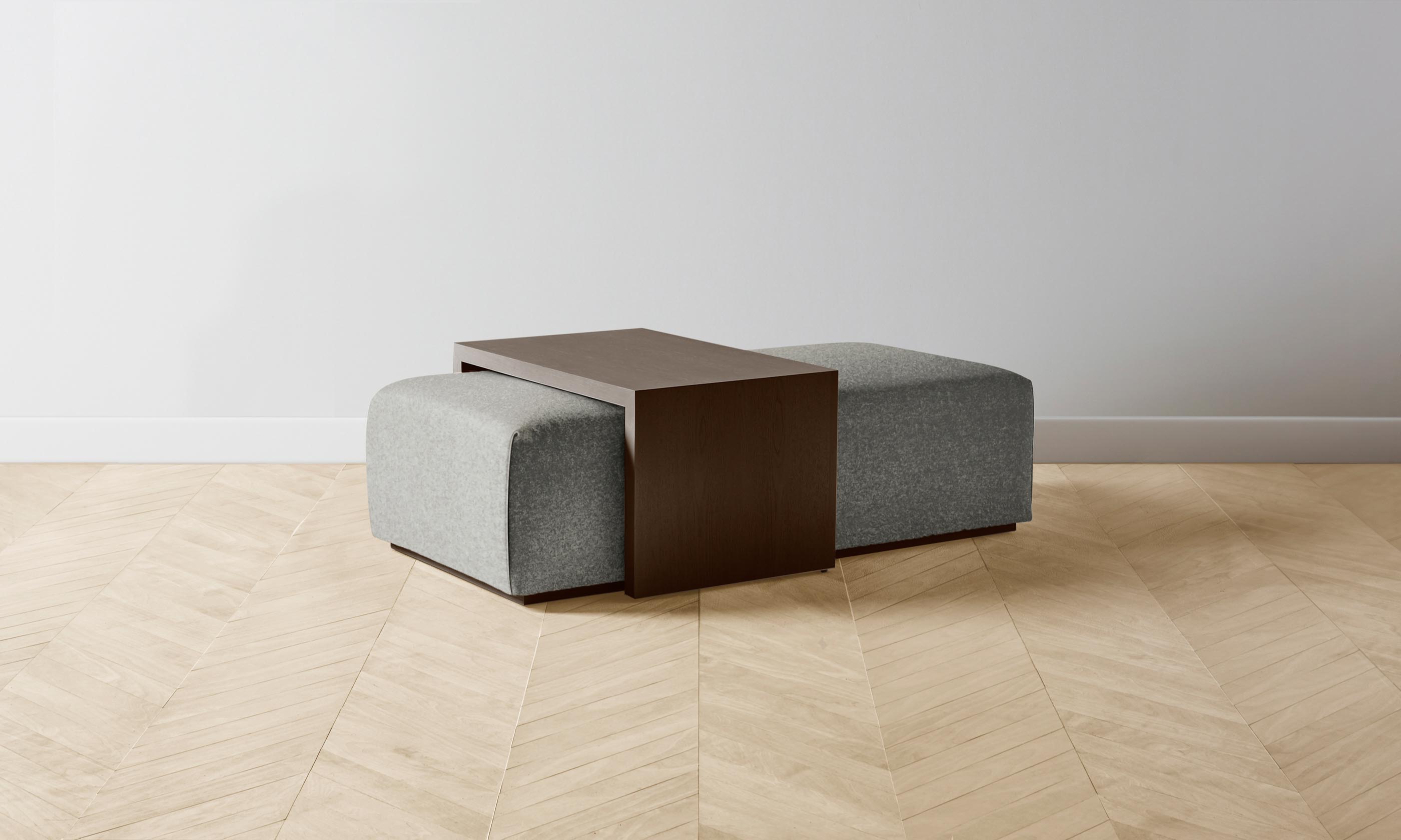 The Bowery Ottoman in Merino Granite - Modern Footrest & Storage Bench for Living Room, Bedroom, or Office