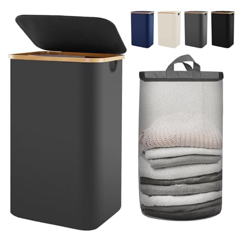 120L Large Collapsible Laundry Hamper with Lid - Dark Grey Laundry Basket for Dirty Clothes | Space-Saving Storage Solution for Small Spaces, Bedroom, Bathroom & Laundry Room | Perfect for Home Organization & College Dorm Essentials