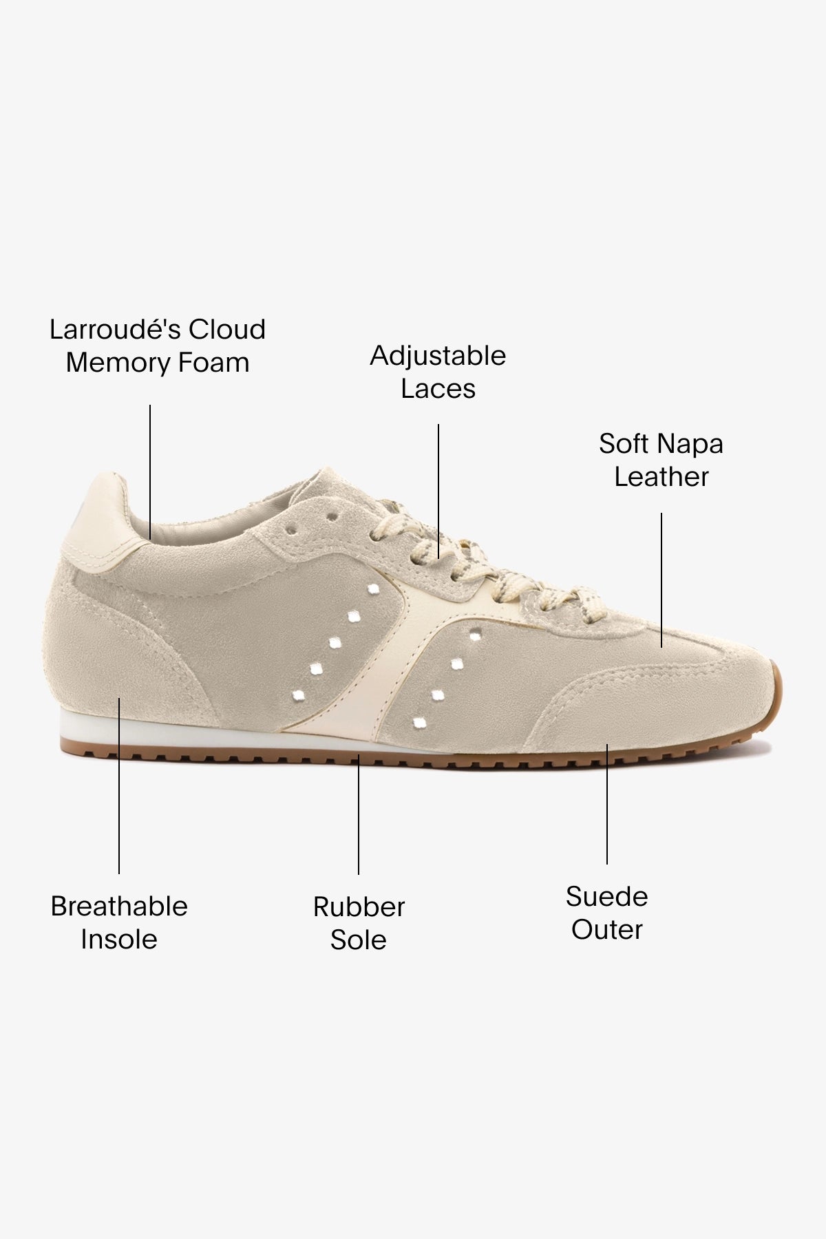 Stella Sneaker - Women's Mushroom Grey Suede & Ivory Leather Casual Shoes for Walking, Running & Everyday Wear