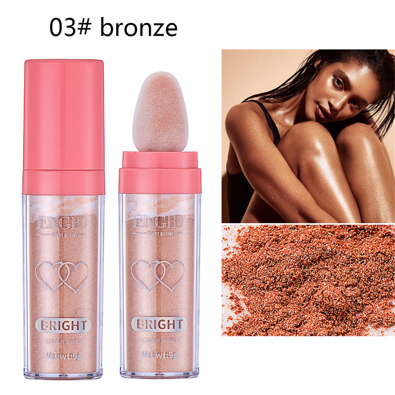 BeauFairy Highlighter Powder Stick - 5 Color Shimmer Glitter Powder for Face, Eyes, Lips & Body | Vegan & Cruelty-Free Makeup | Perfect for Parties, Photos & Night Out Glow