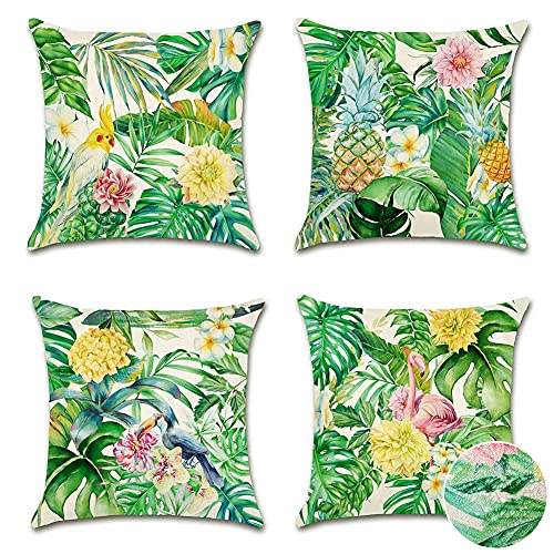 Tropical Plants and Flamingo
