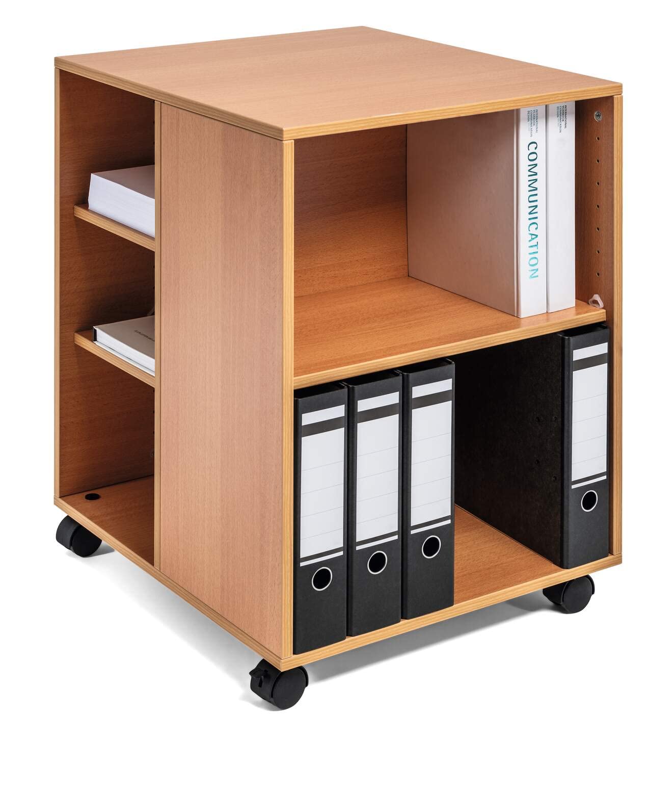 Durable 3-Tier Rolling Utility Cart - Multi-Functional Mobile Storage Organizer for Office Supplies, Books & Home Organization | Beechwood Finish | Perfect for Office, Classroom & Bedroom Storage Solutions