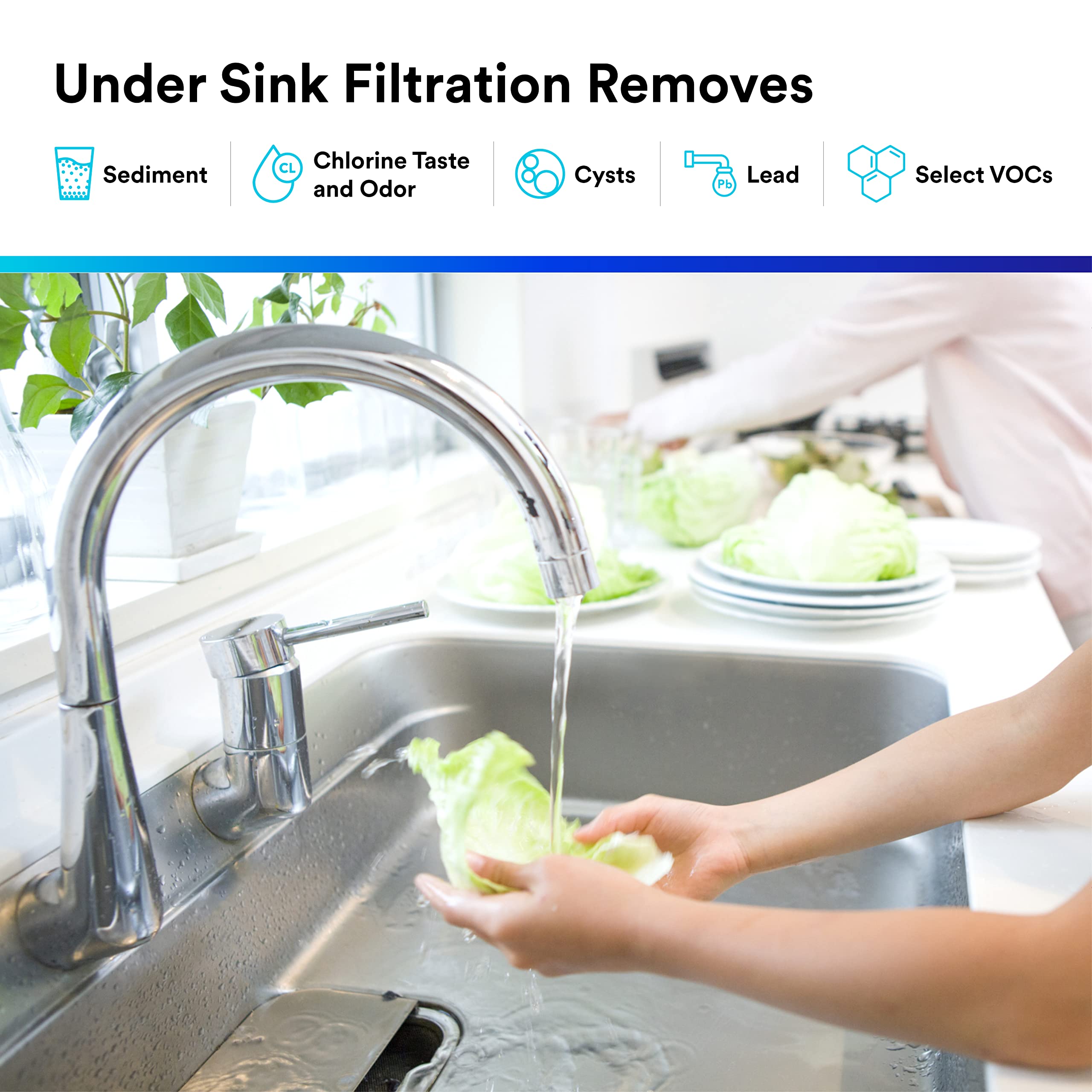 3MFF100 Under Sink Full Flow Drinking Water Filter System with 3MFF101 Replacement Filter - Clean Water for Home, Kitchen & Office Use