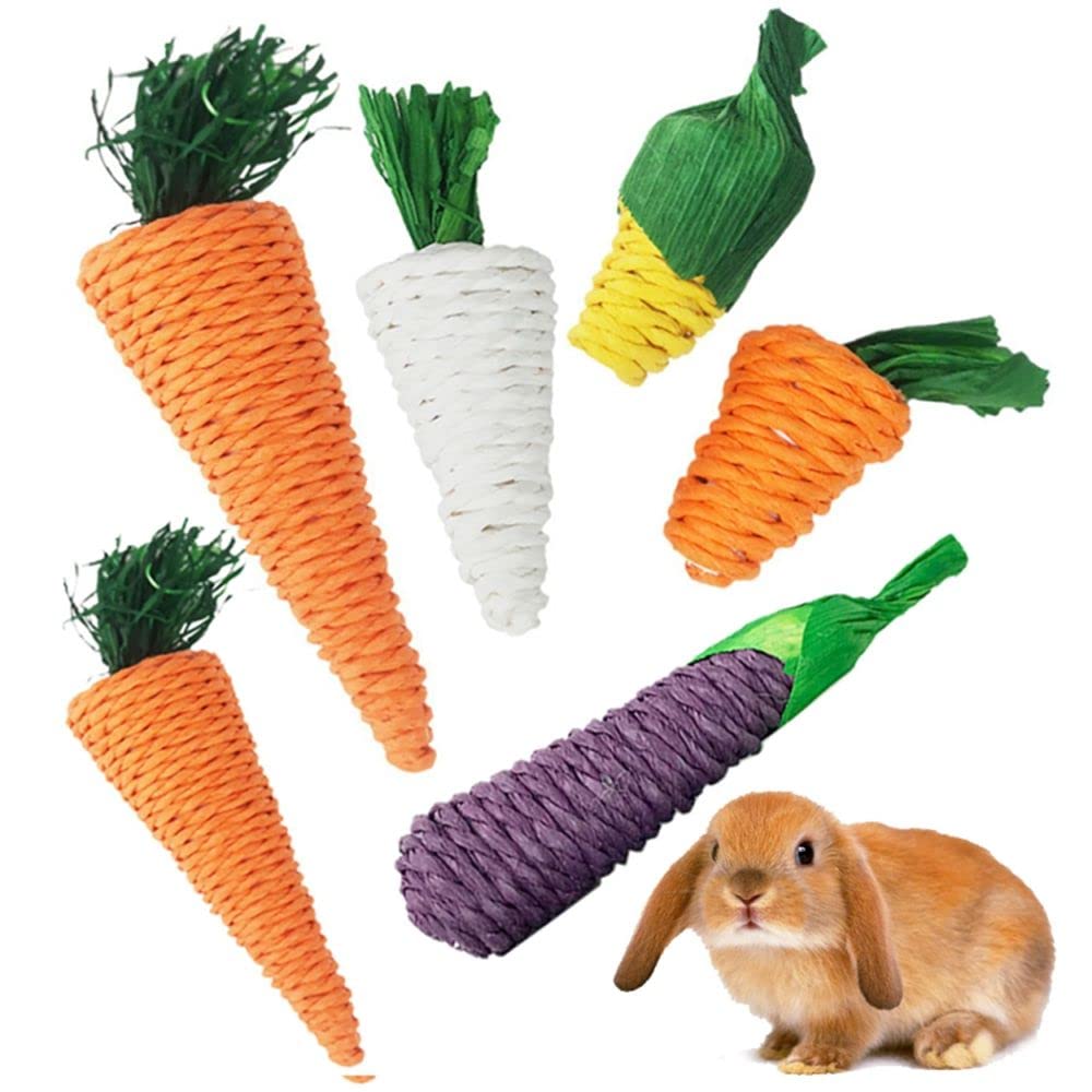 Natural Corn & Carrot Woven Chew Toys for Hamsters, Rabbits, Guinea Pigs - Small Animal Teeth Grinding Toys for Dental Health | Perfect for Cage Enrichment & Playtime Activities