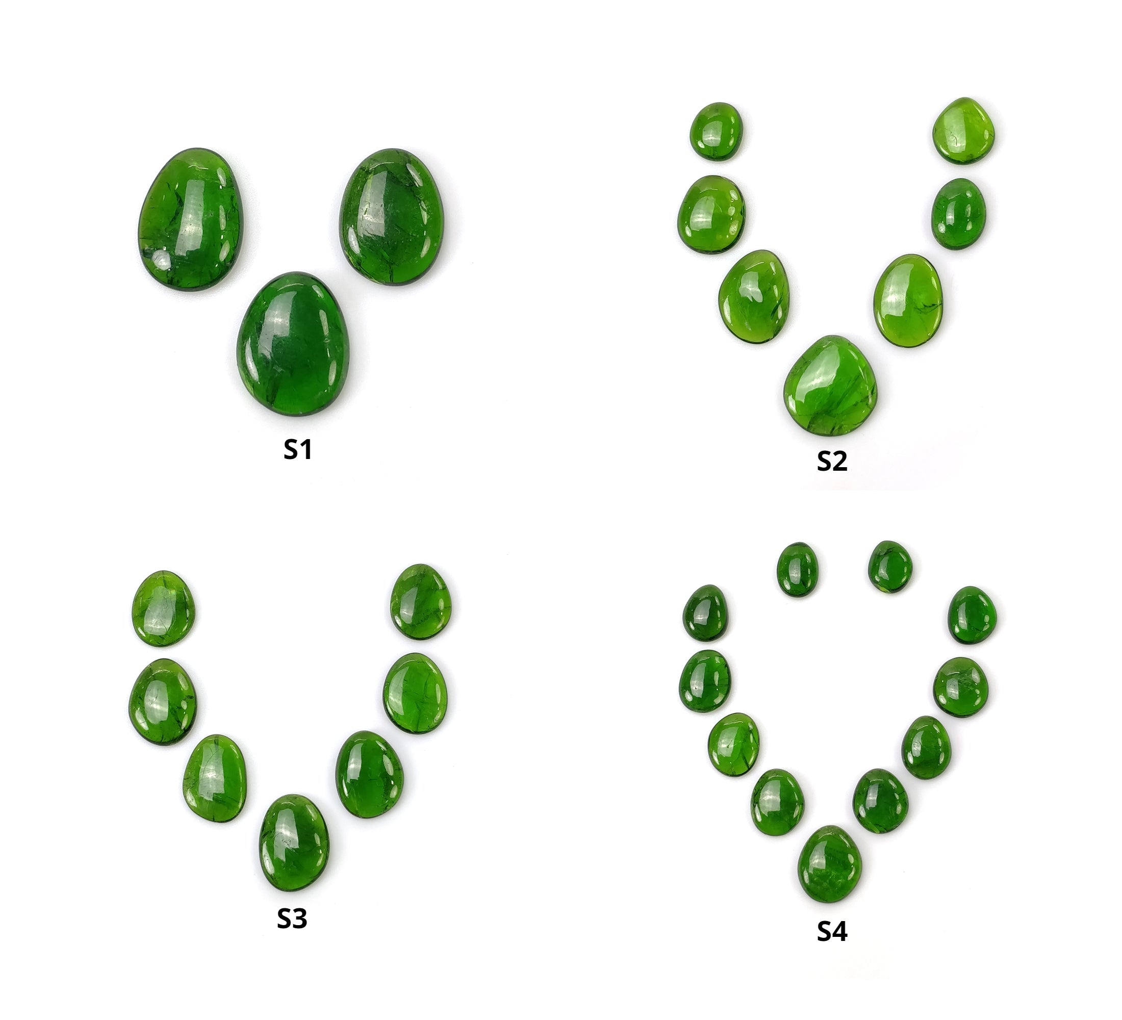 Natural Green Chrome Diopside Gemstone Cabochon - 3pcs, 7pcs, 11pcs Lots - Handmade Jewelry Making Supplies for Pendants, Rings & Bracelets