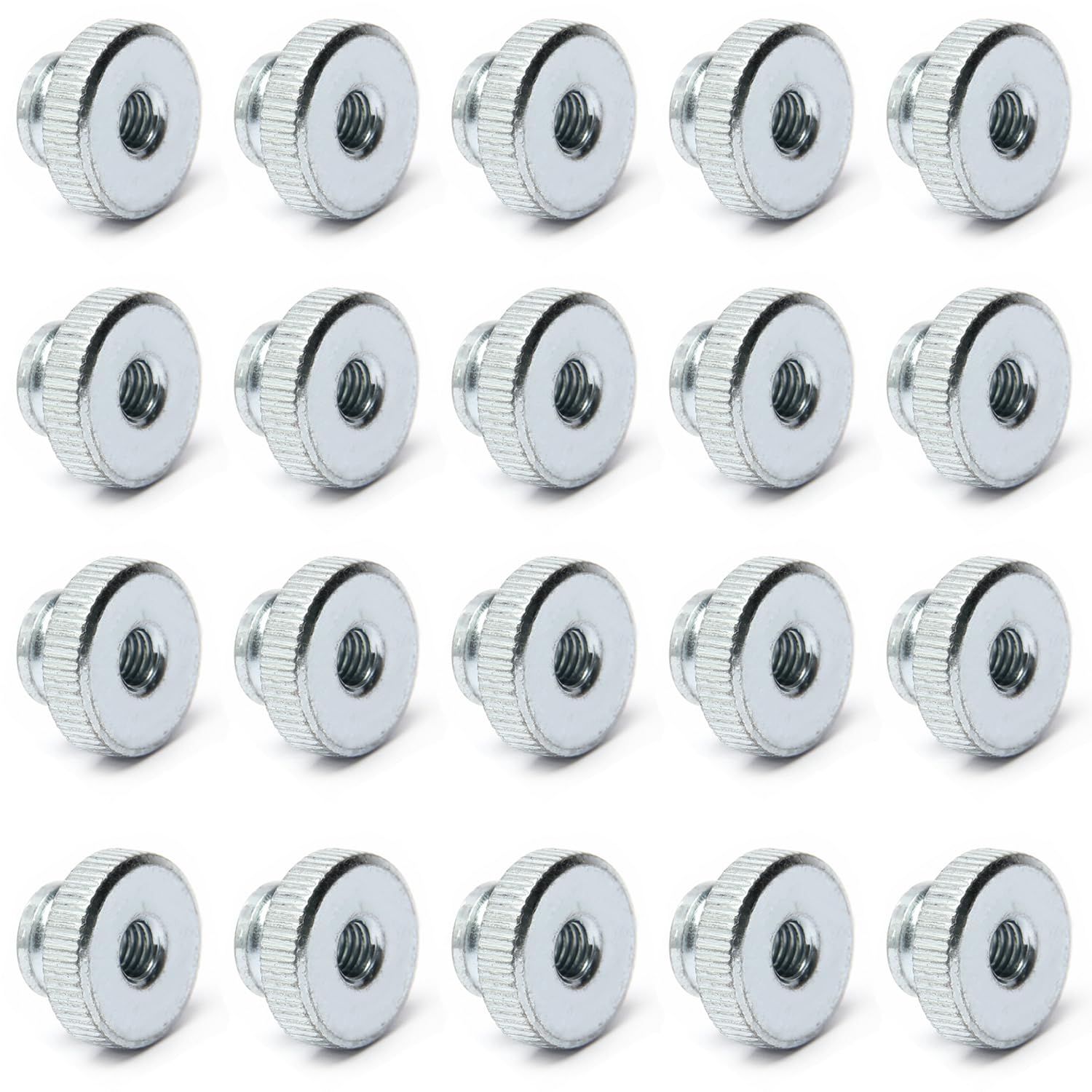 Yinpecly M6x12mm Knurled Thumb Nuts - Zinc Plated Iron Round Knobs Connector Lock Adjusting Nuts - Metric Thread for 3D Printers, CNC Machines & DIY Projects - Silver Tone (20Pcs)