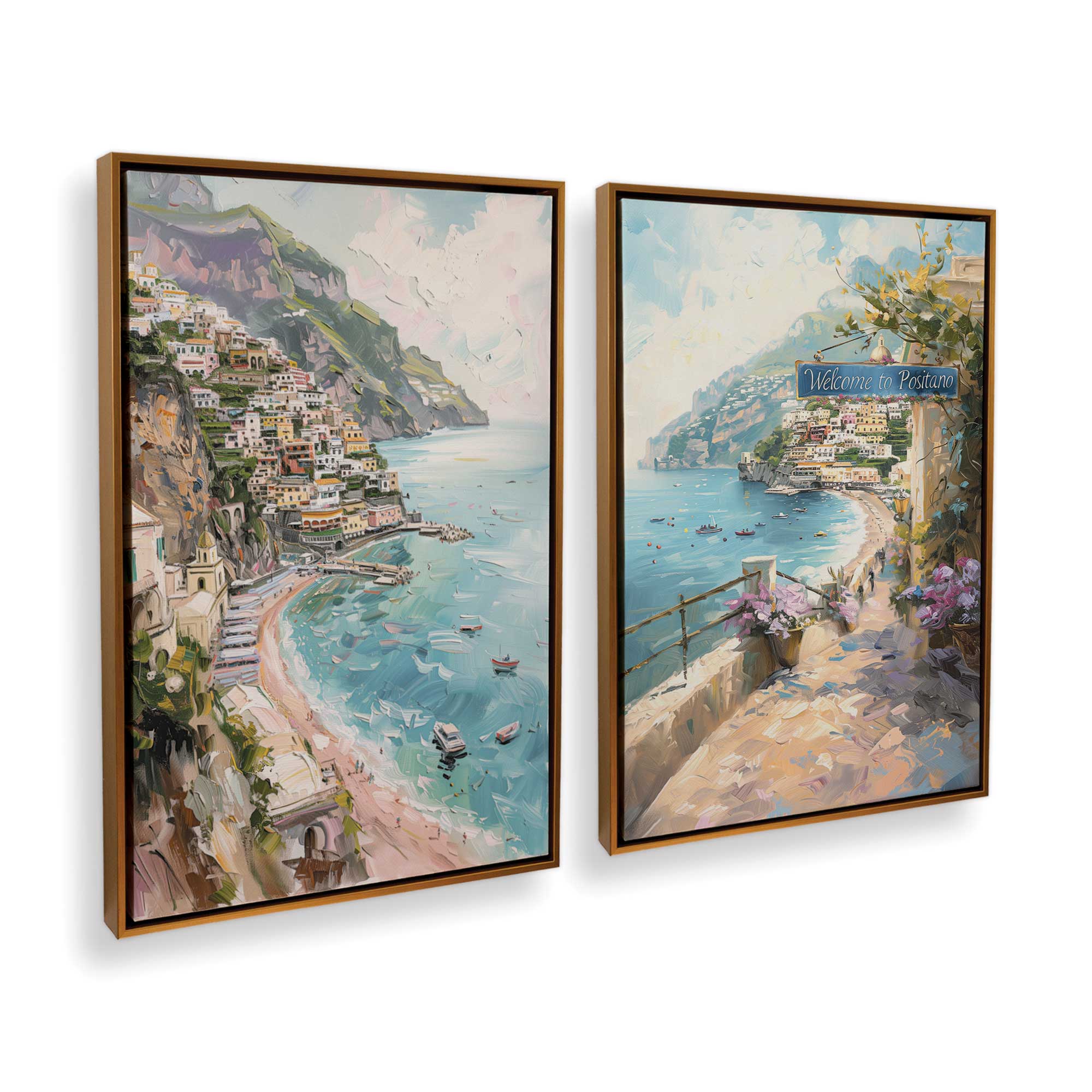 Coastal Charm Paradise Wall Art - Set of 2 Canvas Prints for Beach House Decor, Living Room & Bedroom