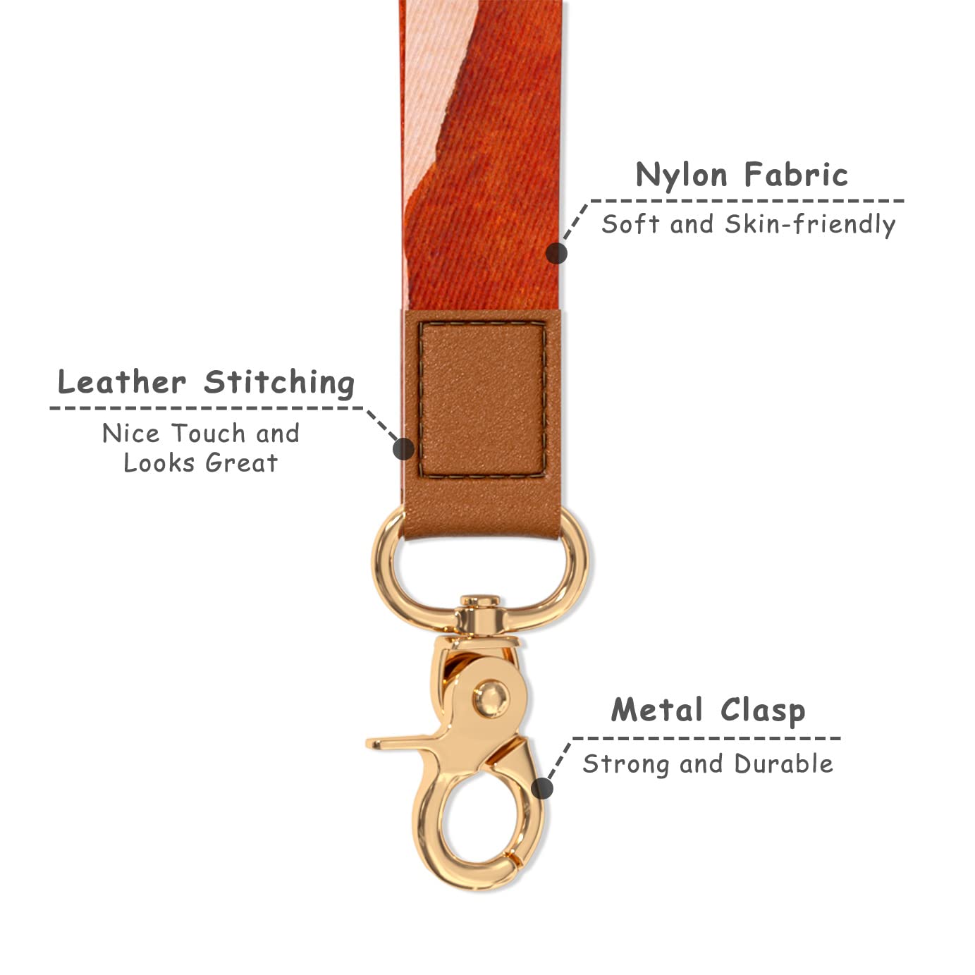 Cute Wrist Lanyard Key Chain for Women & Men - Adjustable Wristlet Strap Keychain Holder for Car Keys, ID Badges, Cards, Wallet & Phone - Perfect for Work, Travel, Gym & Outdoor Activities