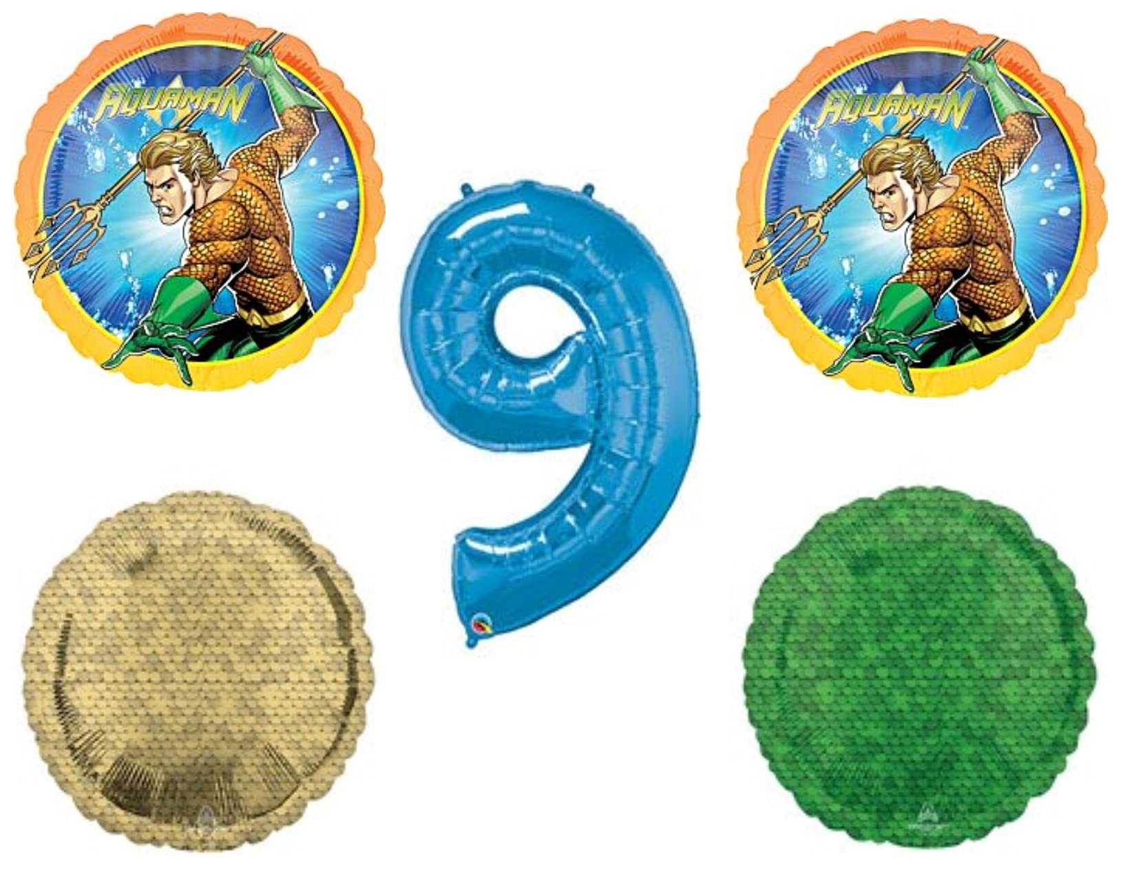 Aquaman 9th Birthday Party Decorations - 36 Pack Latex Balloons, Streamers & Banner Set for Superhero Themed Parties - Perfect for Kids Birthday Decor, Photo Backdrops & Home Celebrations