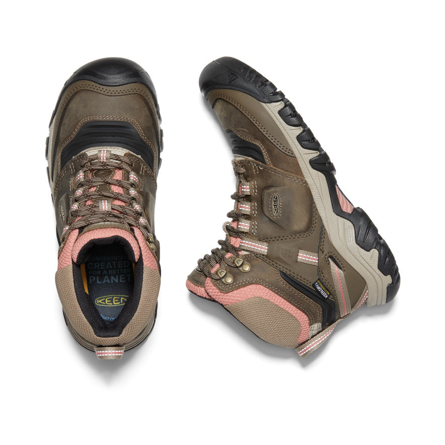 Waterproof Women's Hiking Boots - Ridge Flex Outdoor Boots for Women | Timberwolf/Brick Dust | Perfect for Hiking, Camping & Winter Adventures