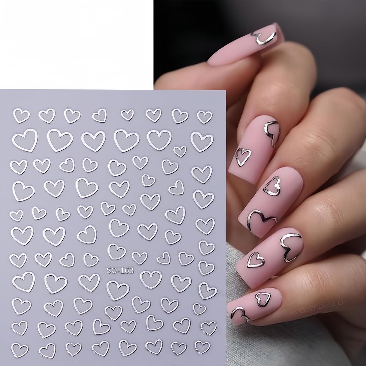 3D Heart Nail Stickers - 6 Sheets Self-Adhesive Nail Art Decals for Valentine's Day, DIY Manicure & Nail Design | Perfect for Romantic Dates, Bridal Showers, Anniversary Celebrations and Girls' Night Out