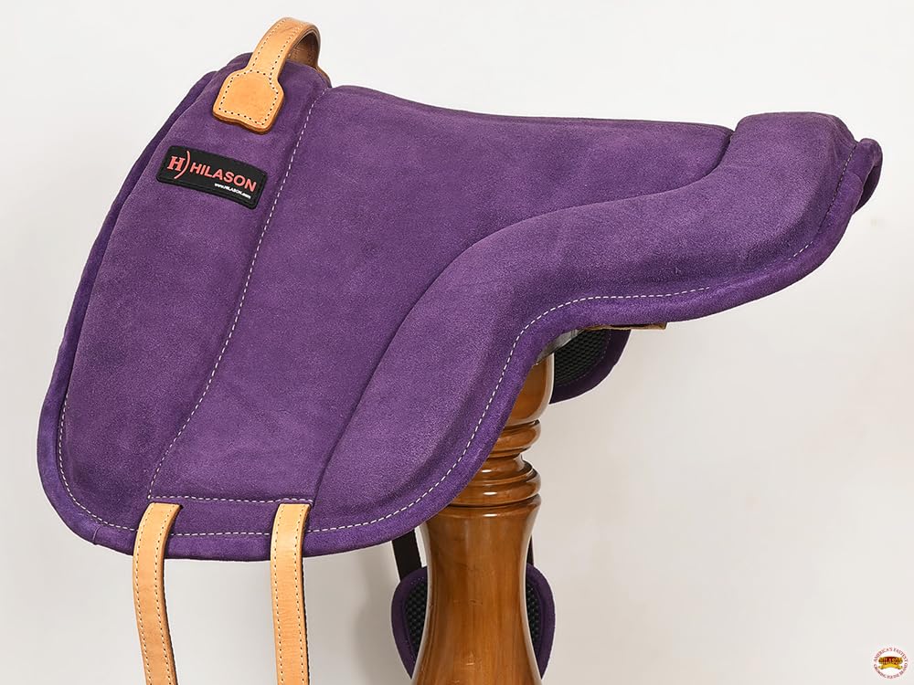 HILASON Anti-Slip Suede Leather Bareback Saddle Pad for Horses - Comfortable & Secure Riding for Trail, Training & Leisure Equestrian Activities