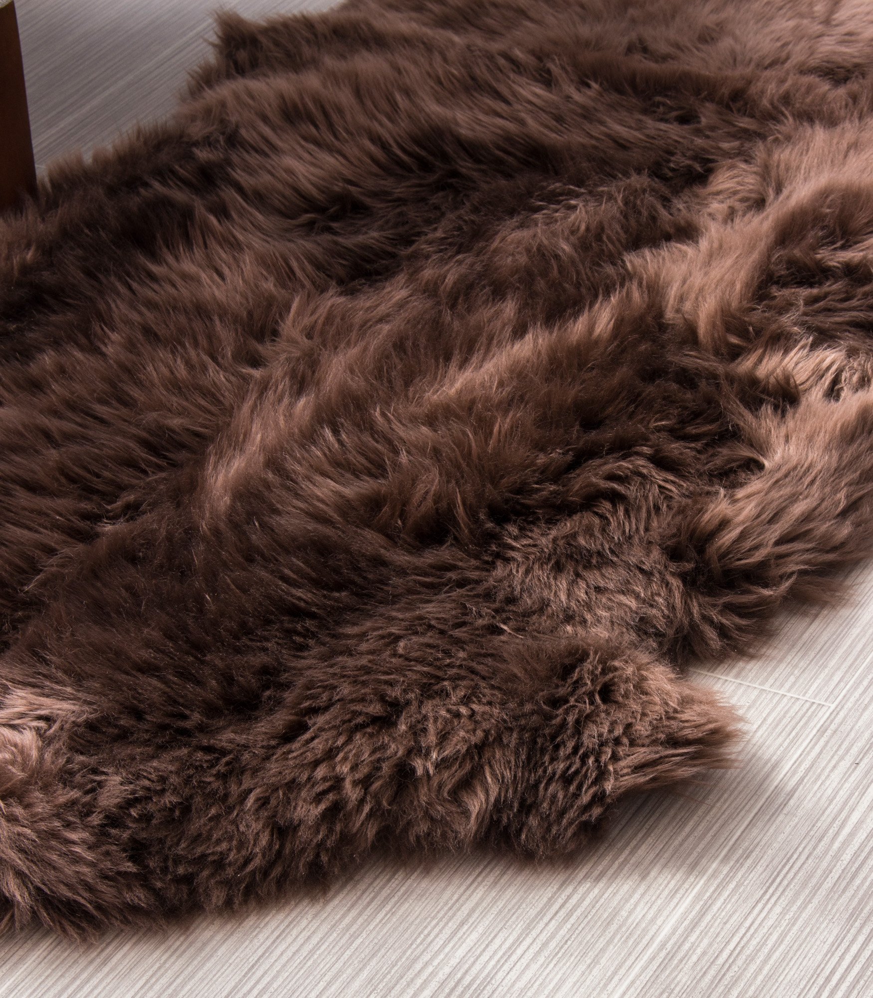 Premium Dark Brown Sheepskin Rug - Genuine Double 2x6ft Fluffy Fur Pelt for Bedroom, Living Room & Nursery - Ultra Soft Natural Sheepskin Carpet for Cozy Home Decor