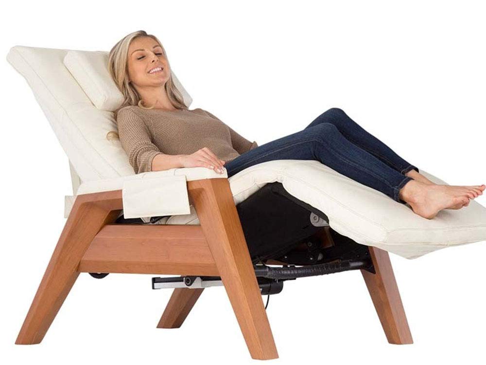Human Touch Gravis ZG Zero Gravity Leather Massage Chair with Air Massage & Heat Therapy - Premium Beech Wood Frame & Genuine Bone Leather - Perfect for Home, Office & Relaxation Spaces