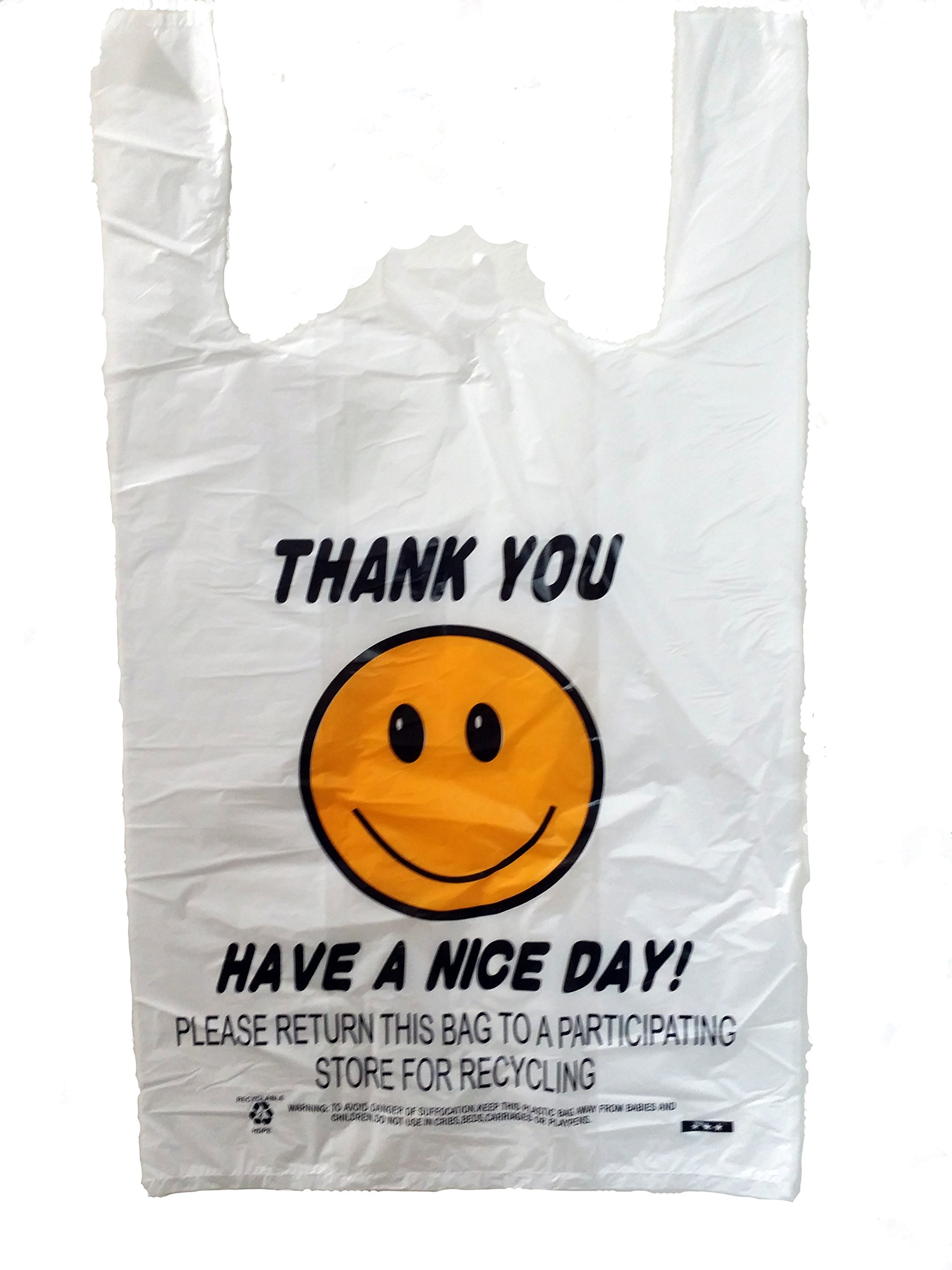 PIC Happy Face Thank You Shopping Bags - 280 Count Bulk Pack | Eco-Friendly Retail Gift Bags for Parties, Stores & Customer Appreciation
