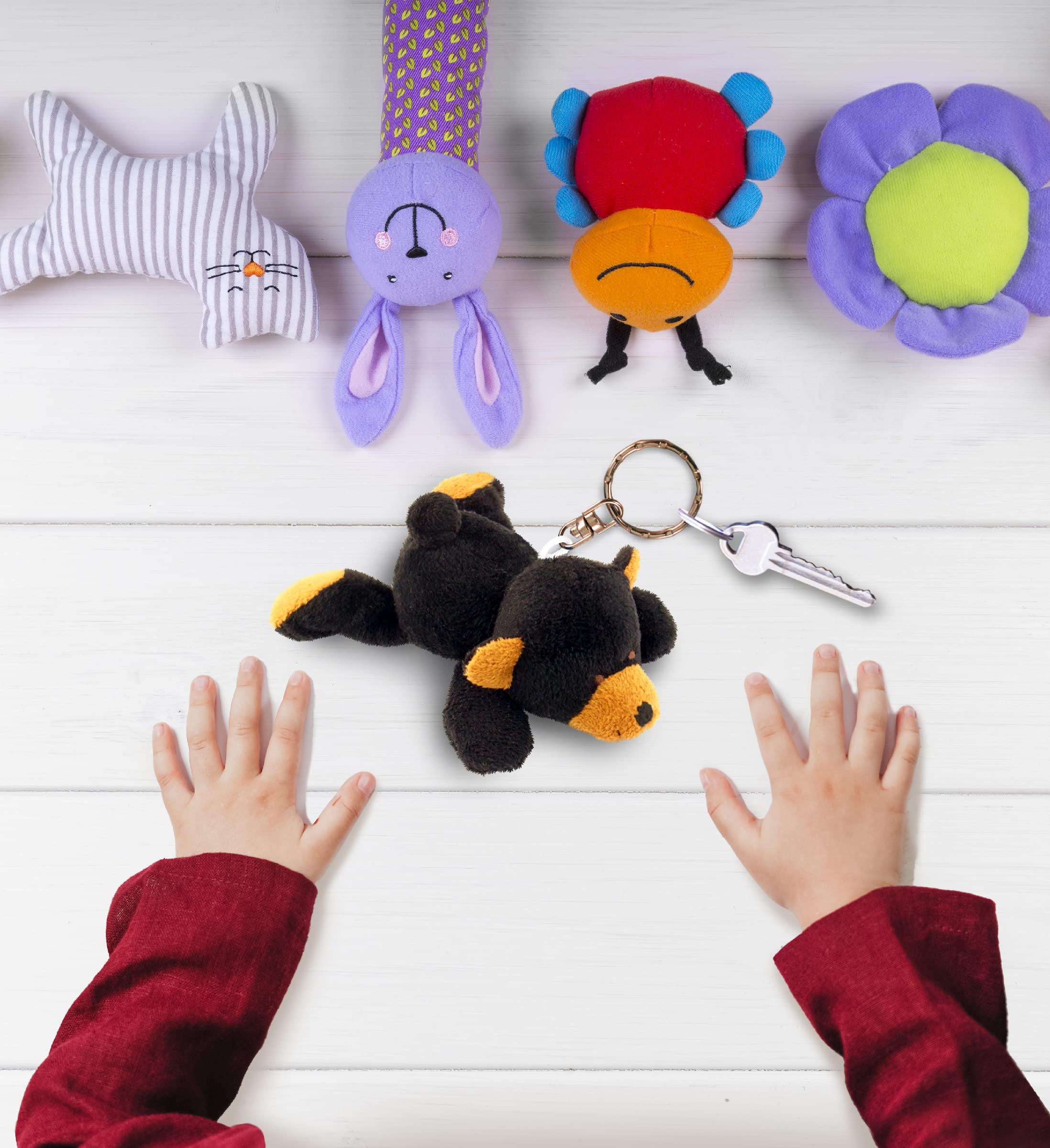 Soft Plush Black Bear Keychain - 4 Inch Cute Stuffed Animal Toy, Wildlife Charm Keyring for Backpacks & Gifts | Fun Decorative Accessory for Kids, Teens & Animal Lovers