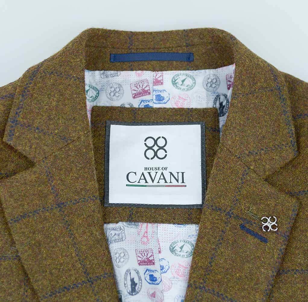 Cavani Kemson Men's Slim Fit Tweed Waistcoat Vest in Brown - Perfect for Formal Events, Weddings & Business Attire