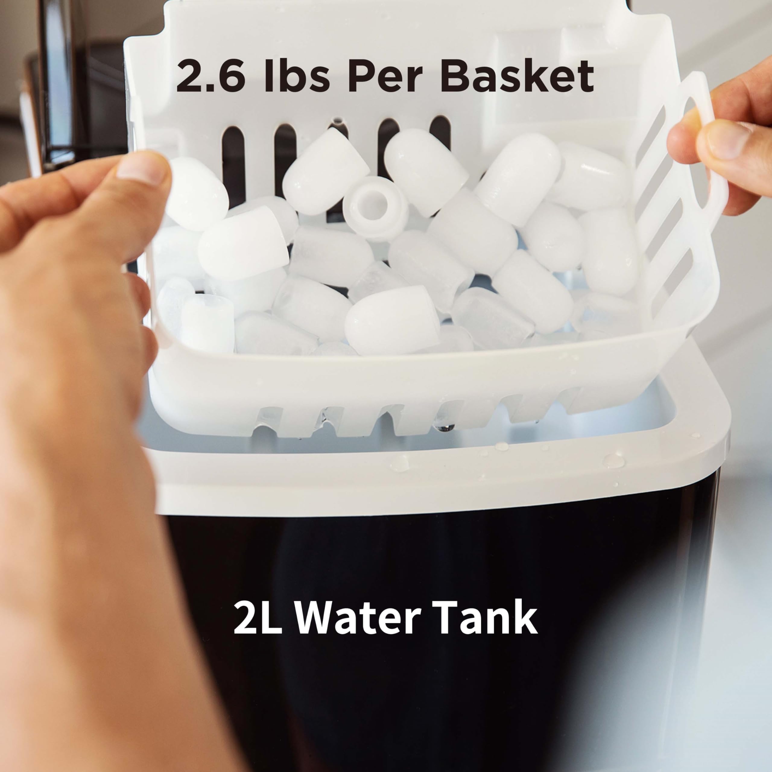 Silonn Portable Countertop Ice Maker Machine - 26lbs/24Hrs, Auto-Cleaning, 2 Ice Size Options (Bullet Ice) for Home, Kitchen, Office, Bar & Parties | Perfect for Cocktails, Beverages & Outdoor Events - Black