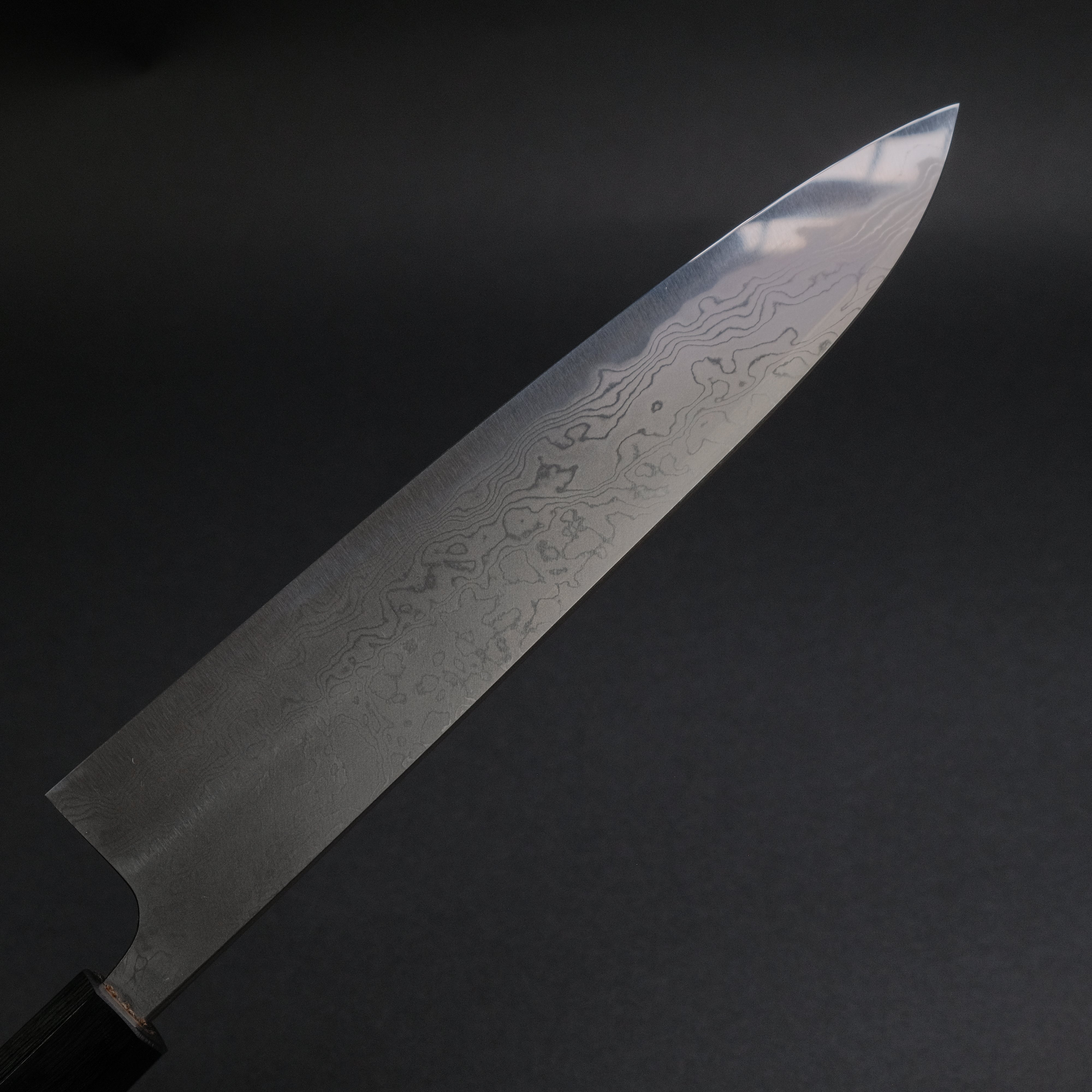 Premium Toshihiro Wakui Damascus Blue #2 Gyuto Japanese Chef Knife 240mm with Ebony Handle - Perfect for Sushi, Meat Slicing & Professional Kitchen Use