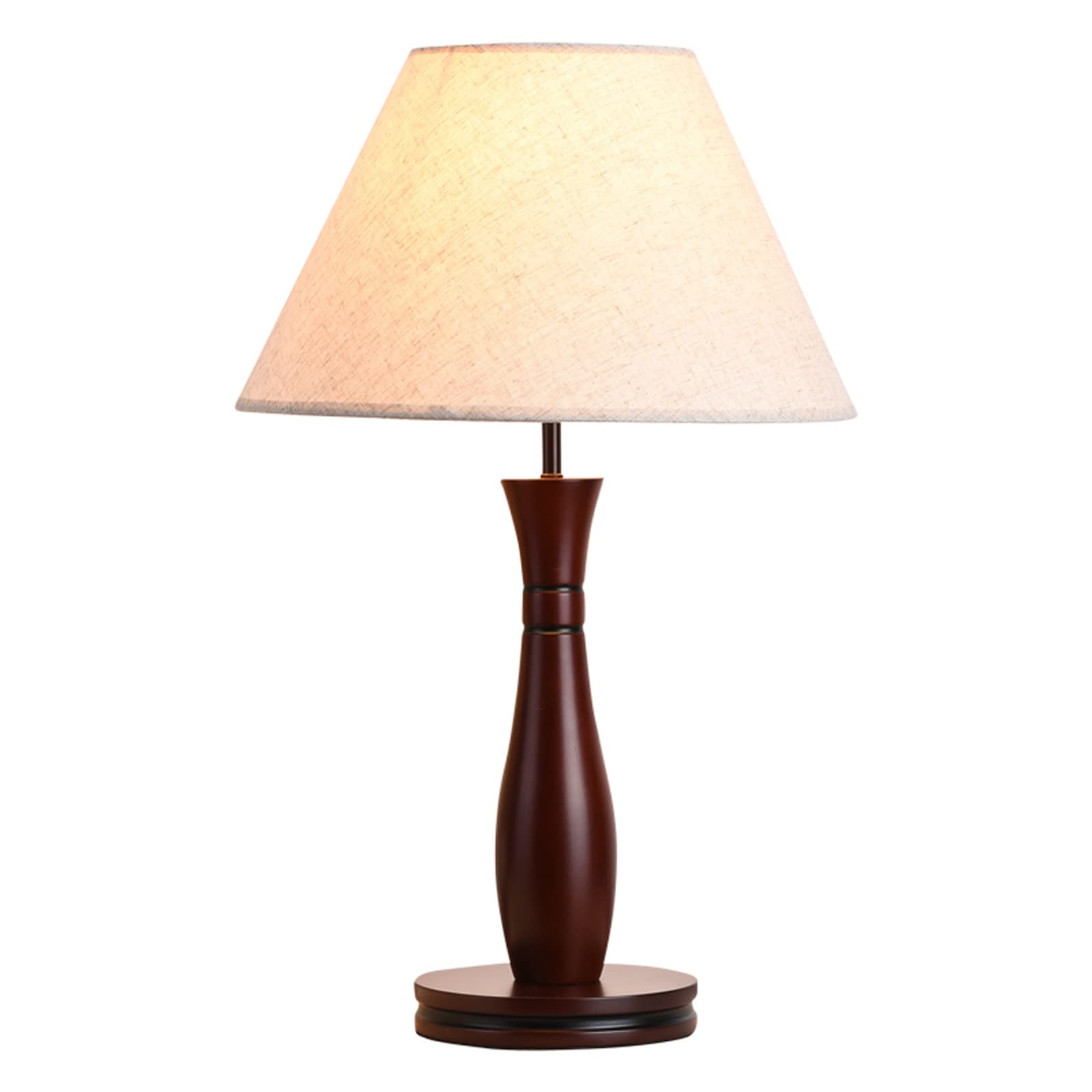 Vintage Wooden Desk Lamp with Fabric Lampshade - 24.8