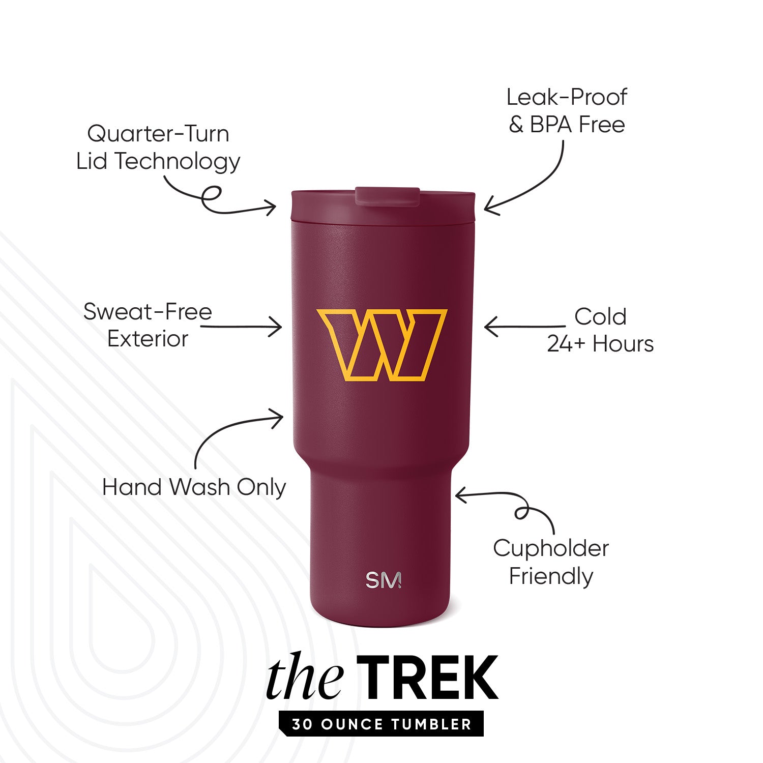 NFL Trek Tumbler 20oz Stainless Steel Insulated Water Bottle with Lid - Leakproof & Sweatproof for Football Fans, Perfect for Game Day, Gym & Outdoor Activities