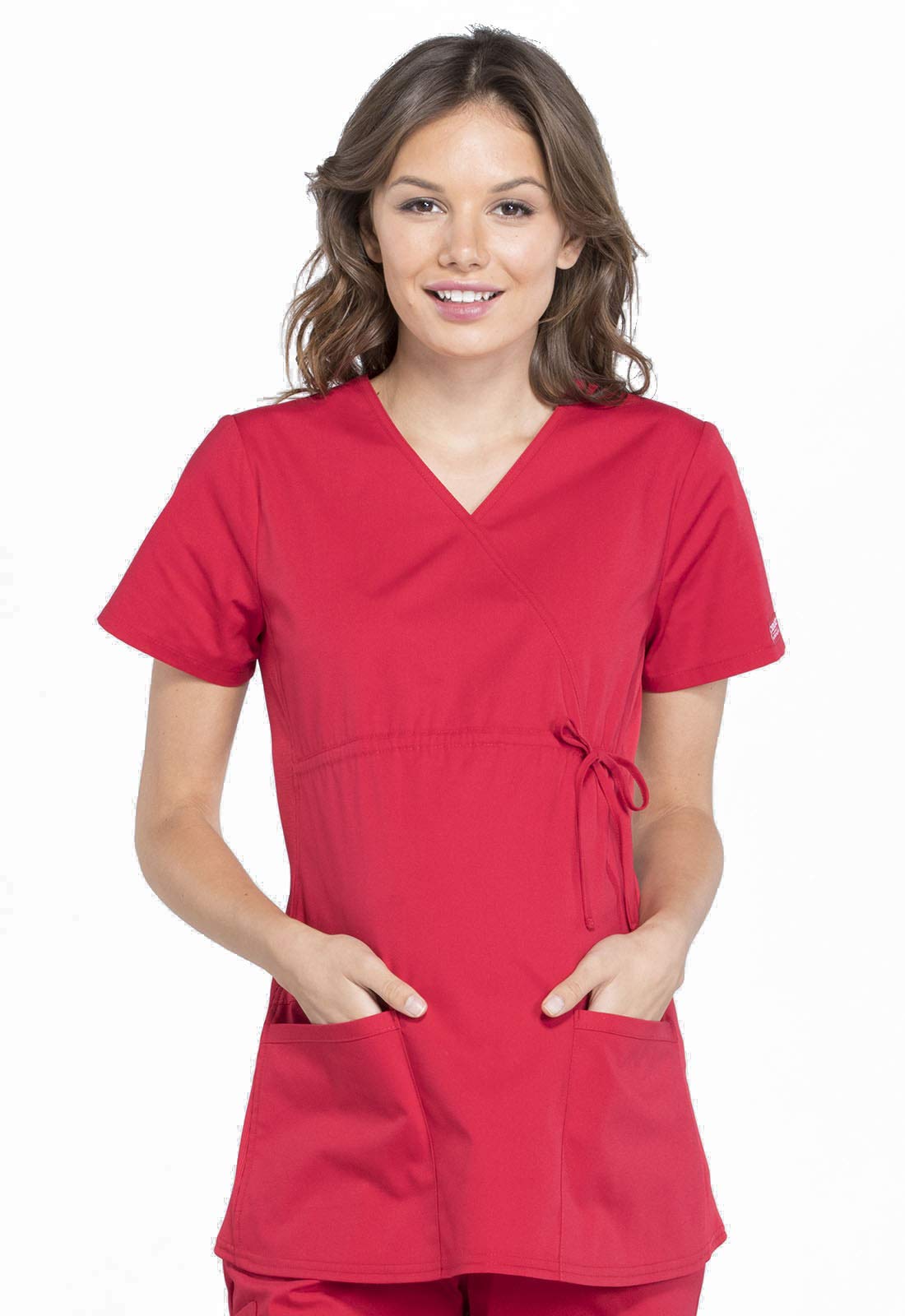 Cherokee Women's Maternity Mock Wrap Scrub Top - Comfortable Workwear for Healthcare Professionals & Nurses - Perfect for Hospitals, Clinics & Medical Offices