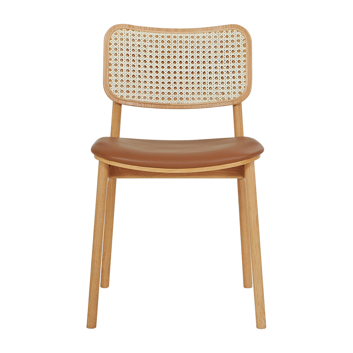 Premium Rattan & Leather Dining Chair - Modern Boho Style for Kitchen, Dining Room, or Patio - Comfortable & Durable Seating Solution