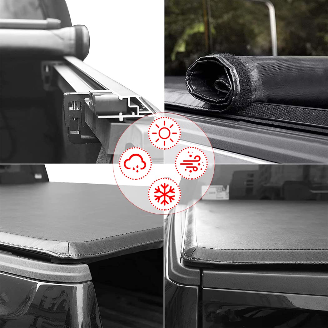 CCiyu Soft Roll Up Tonneau Cover 5.5FT for Ford F-150 (2004-2018) | Waterproof Truck Bed Cover Kit | Perfect for Camping, Hauling & Outdoor Adventures